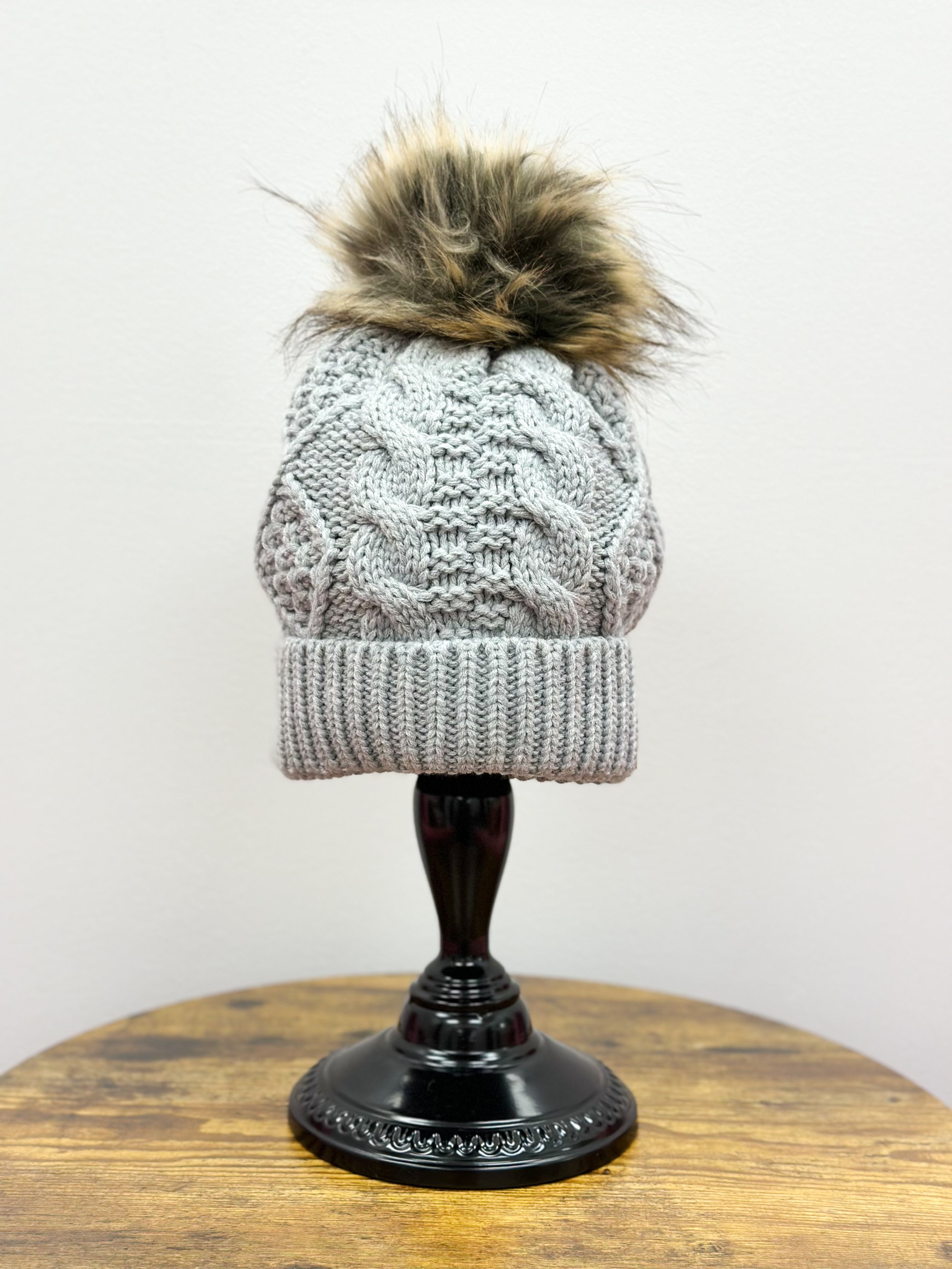 Cable Knit Pom Hat