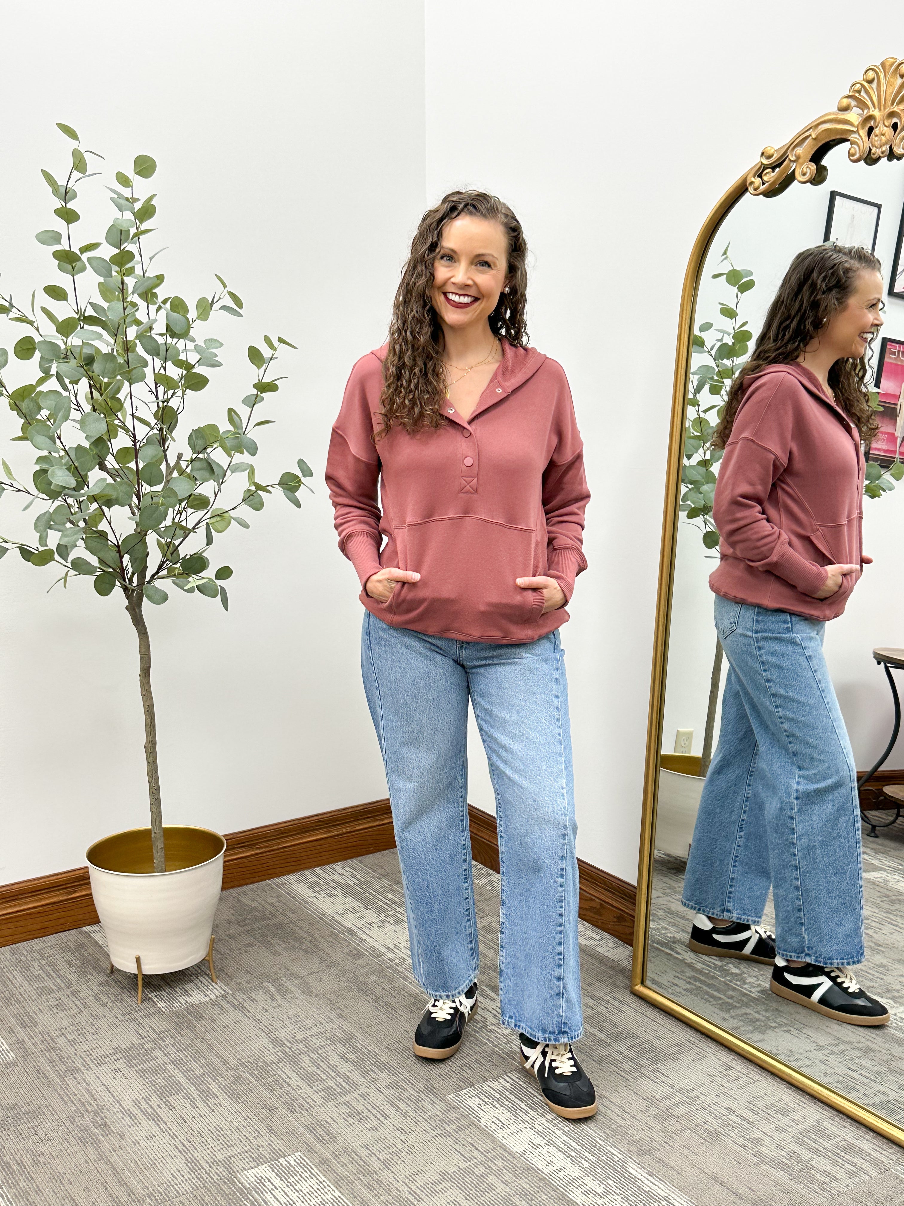 Oversized Dark Mauve Hooded Pullover