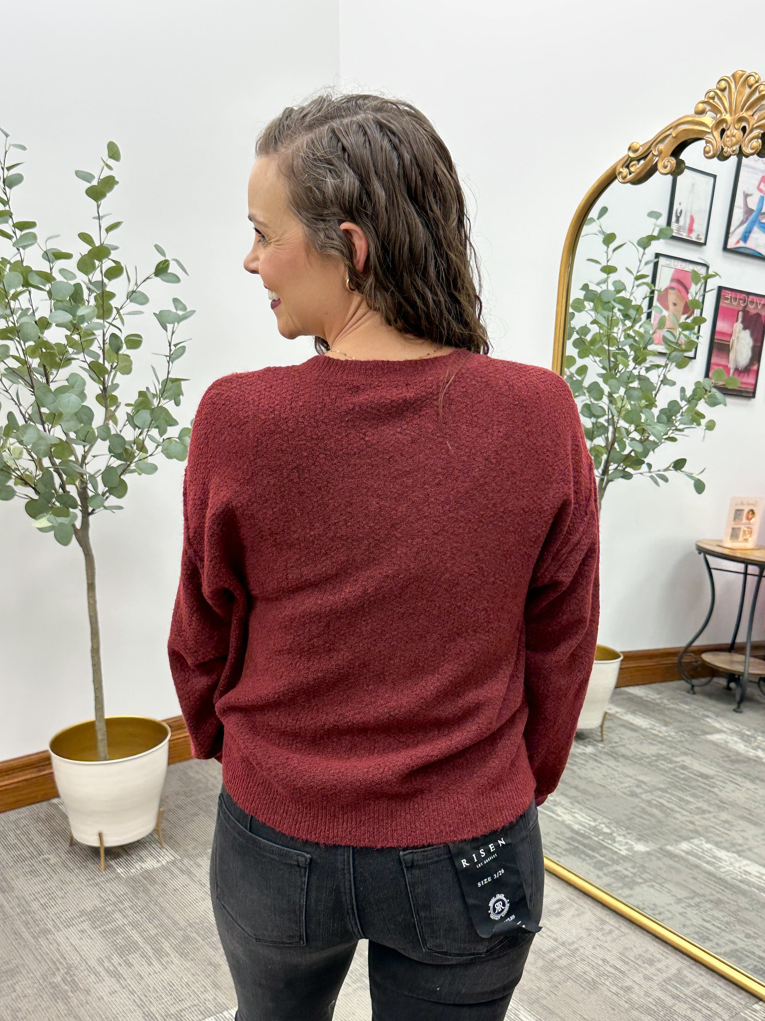 Waffle Knit Button Cardigan