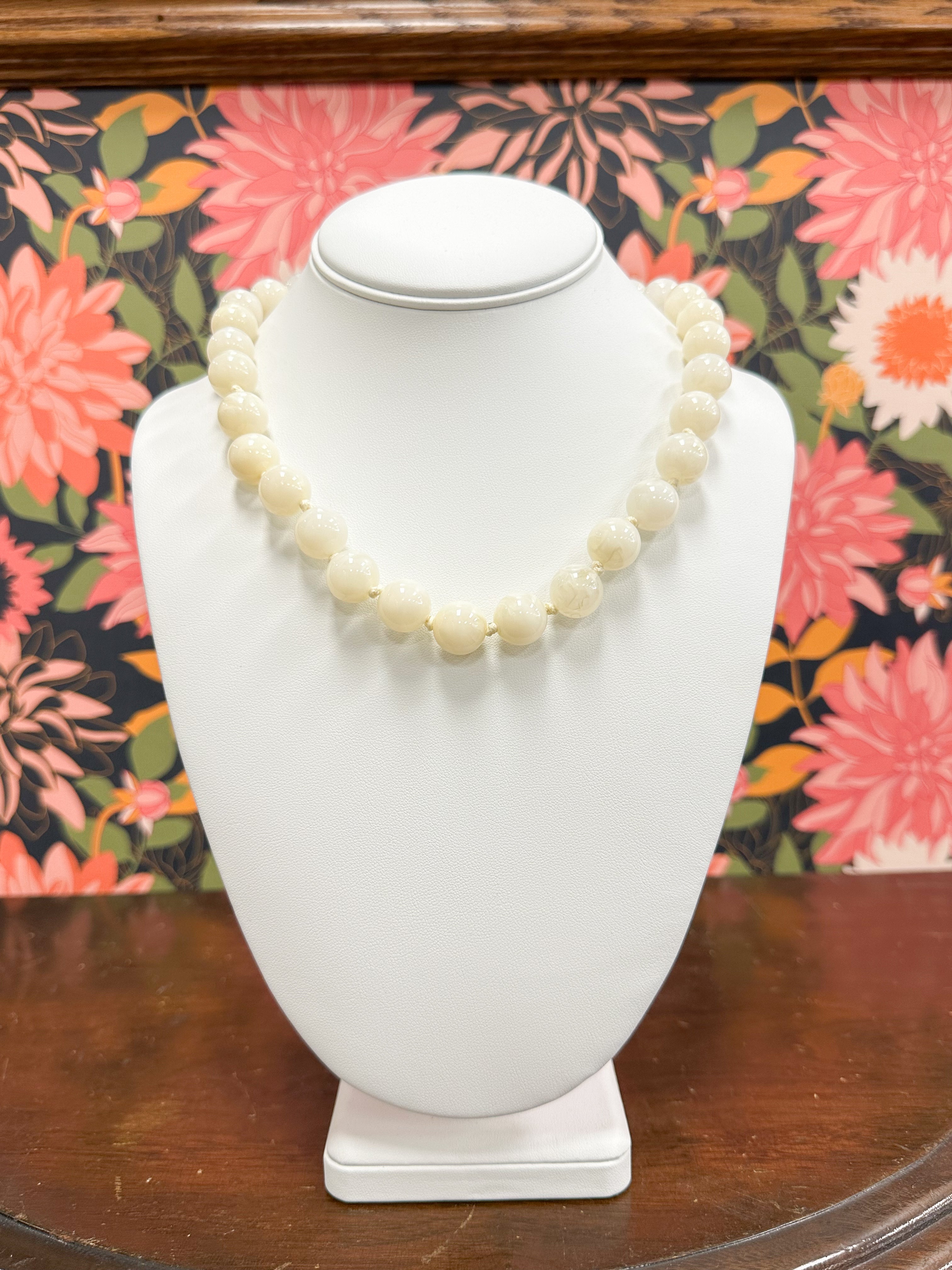 Round Marble Beaded Statement Necklace