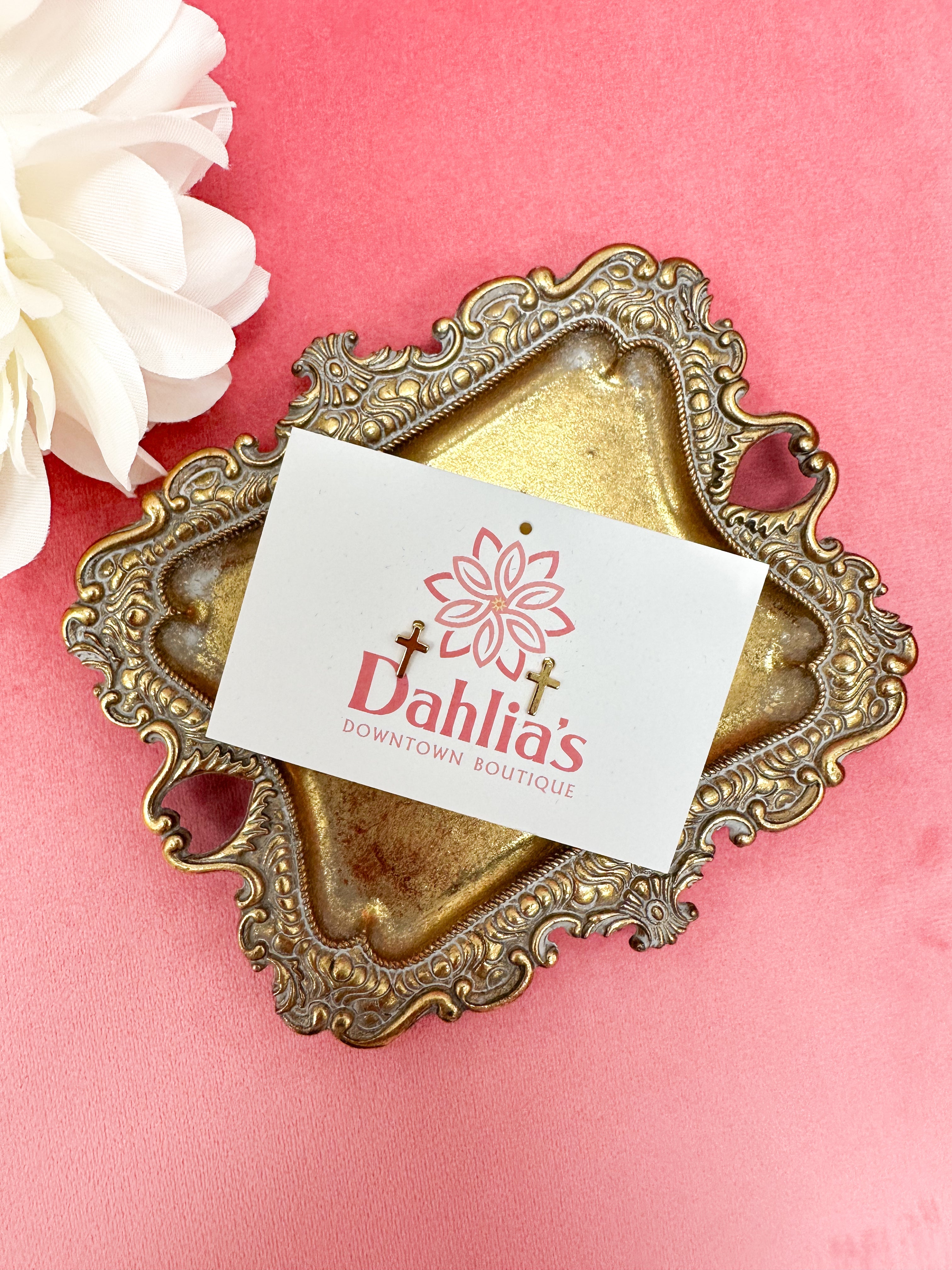 Gold Dipped Cross Earrings