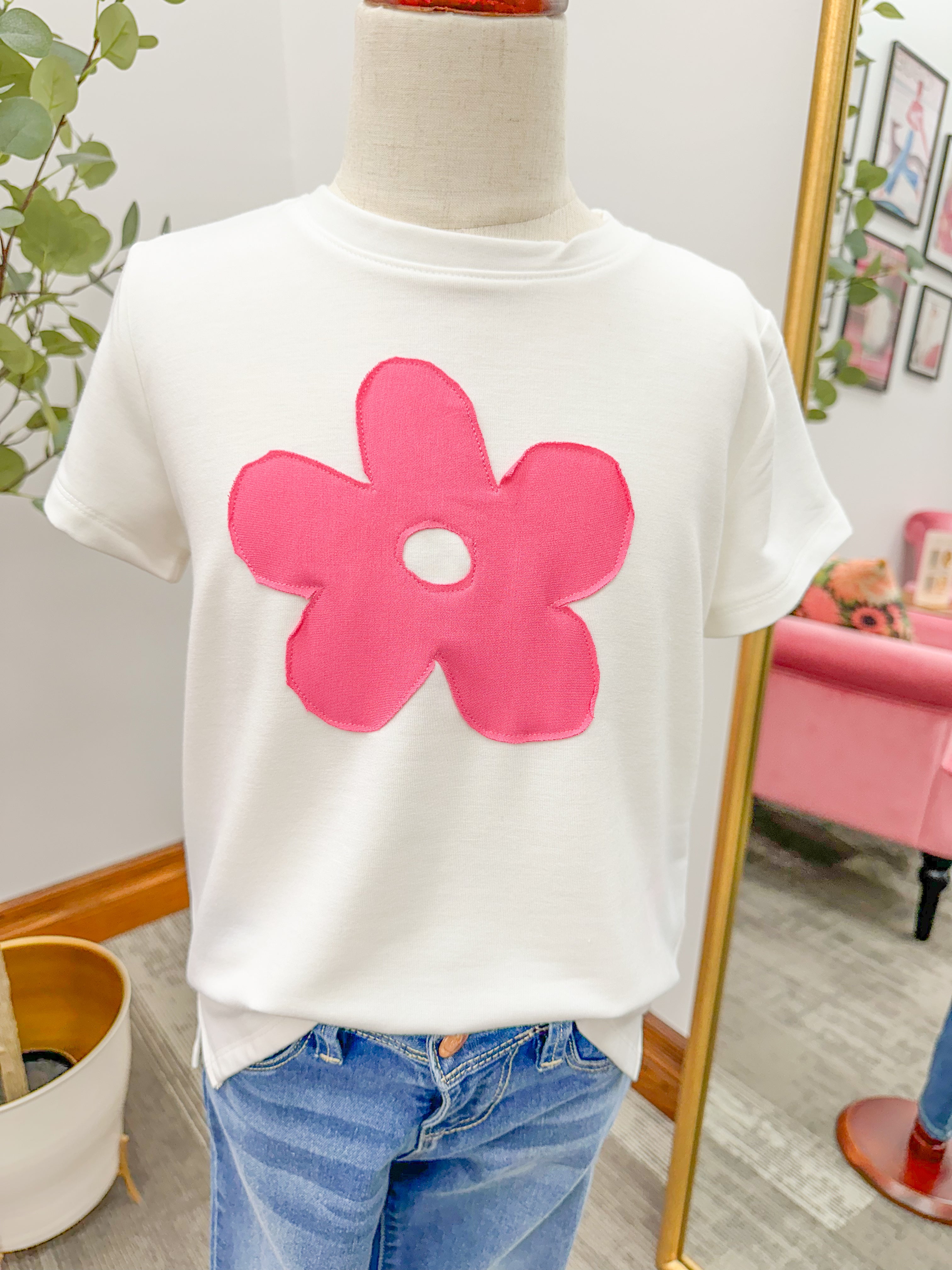 Girls Pink Flower Top