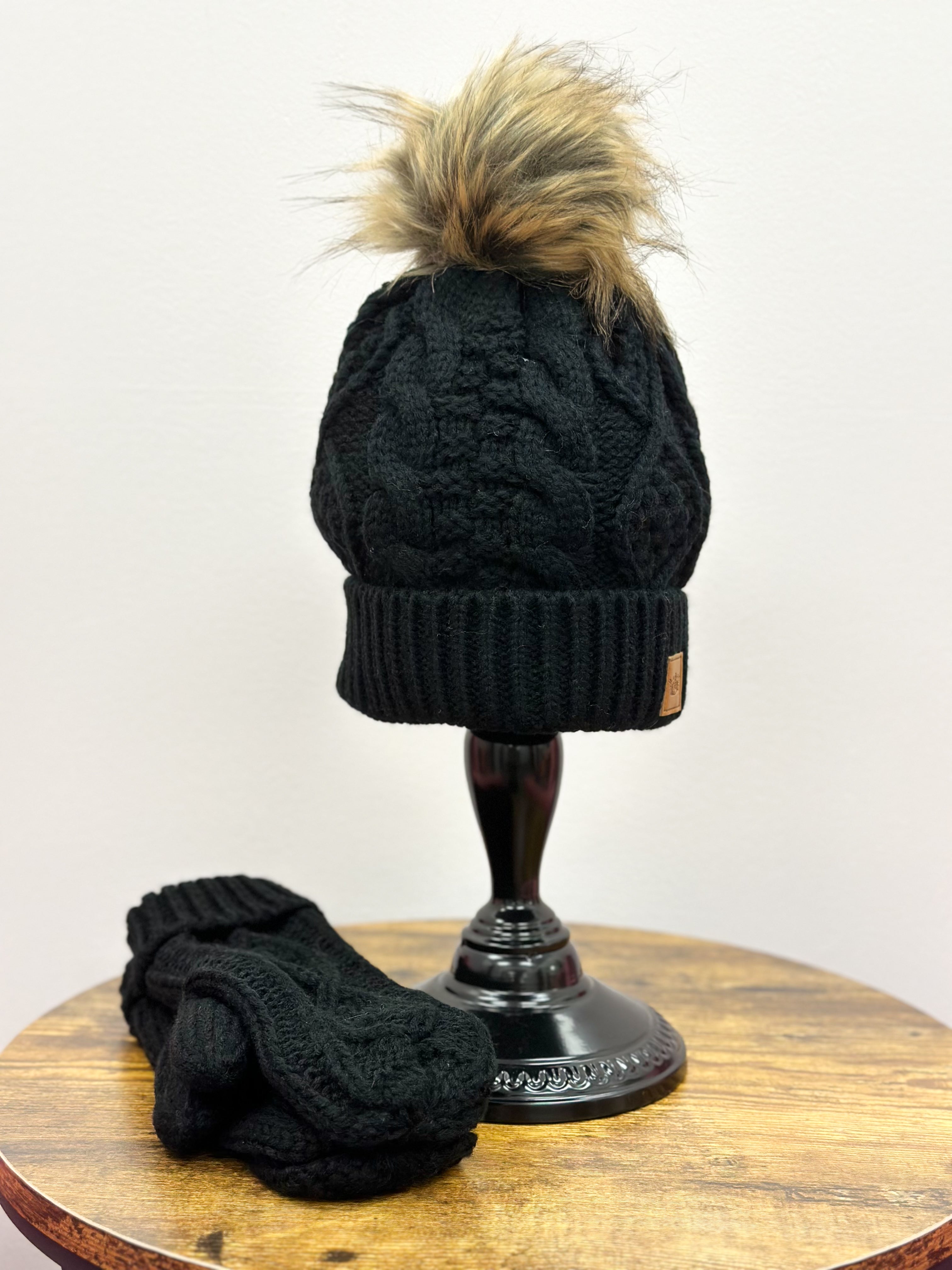 Cable Knit Pom Hat