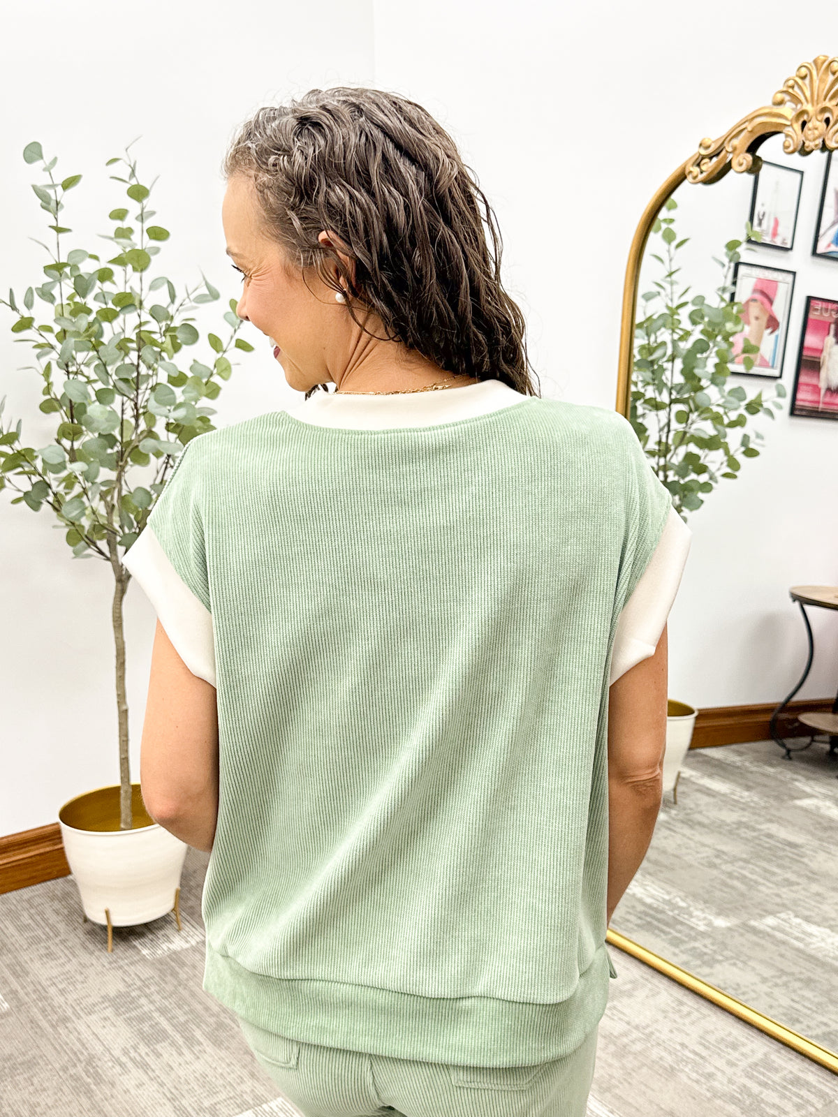 Corduroy V-Neck Lounge Top