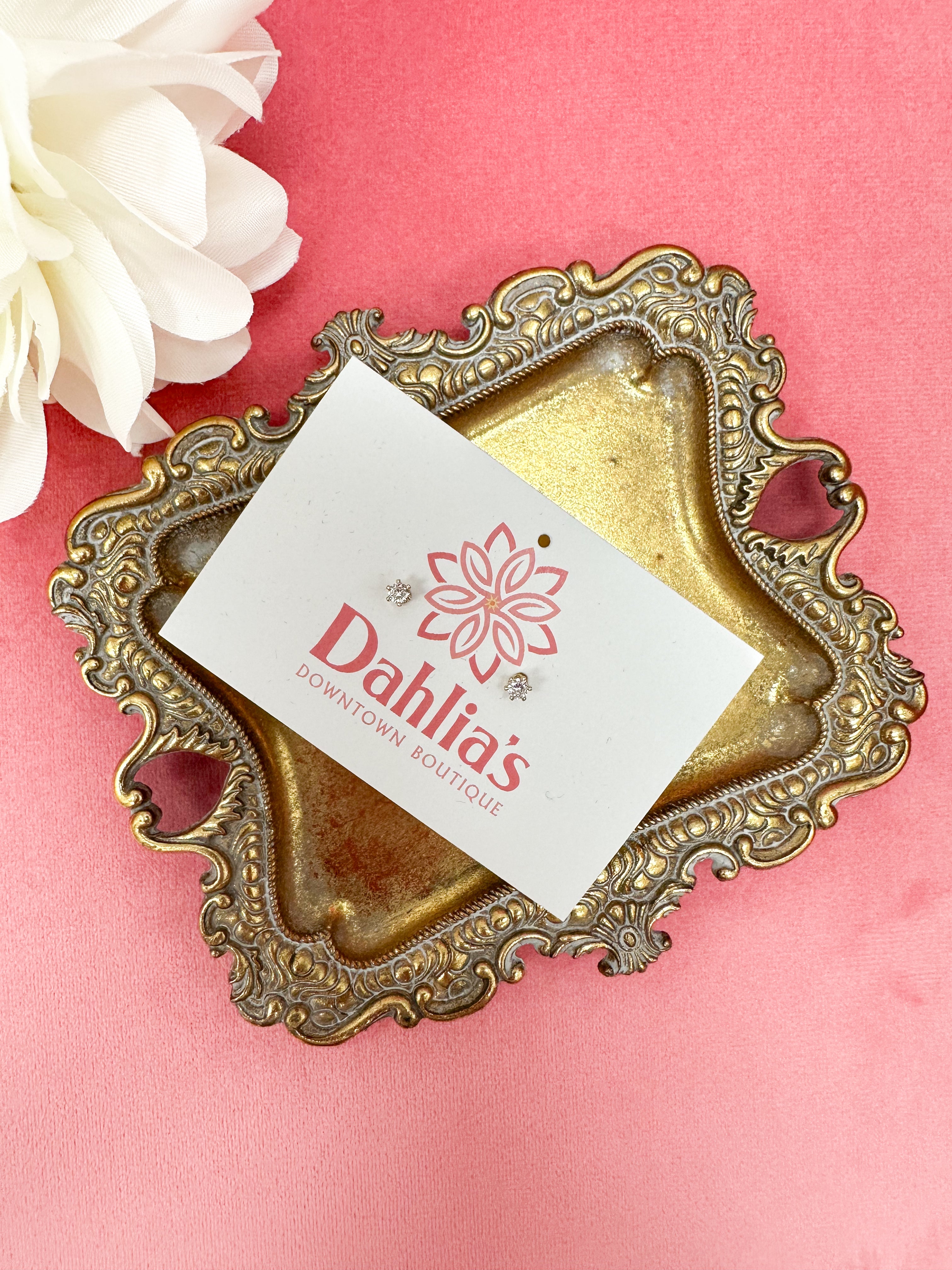 Gold Dipped CZ Small Stud Earrings