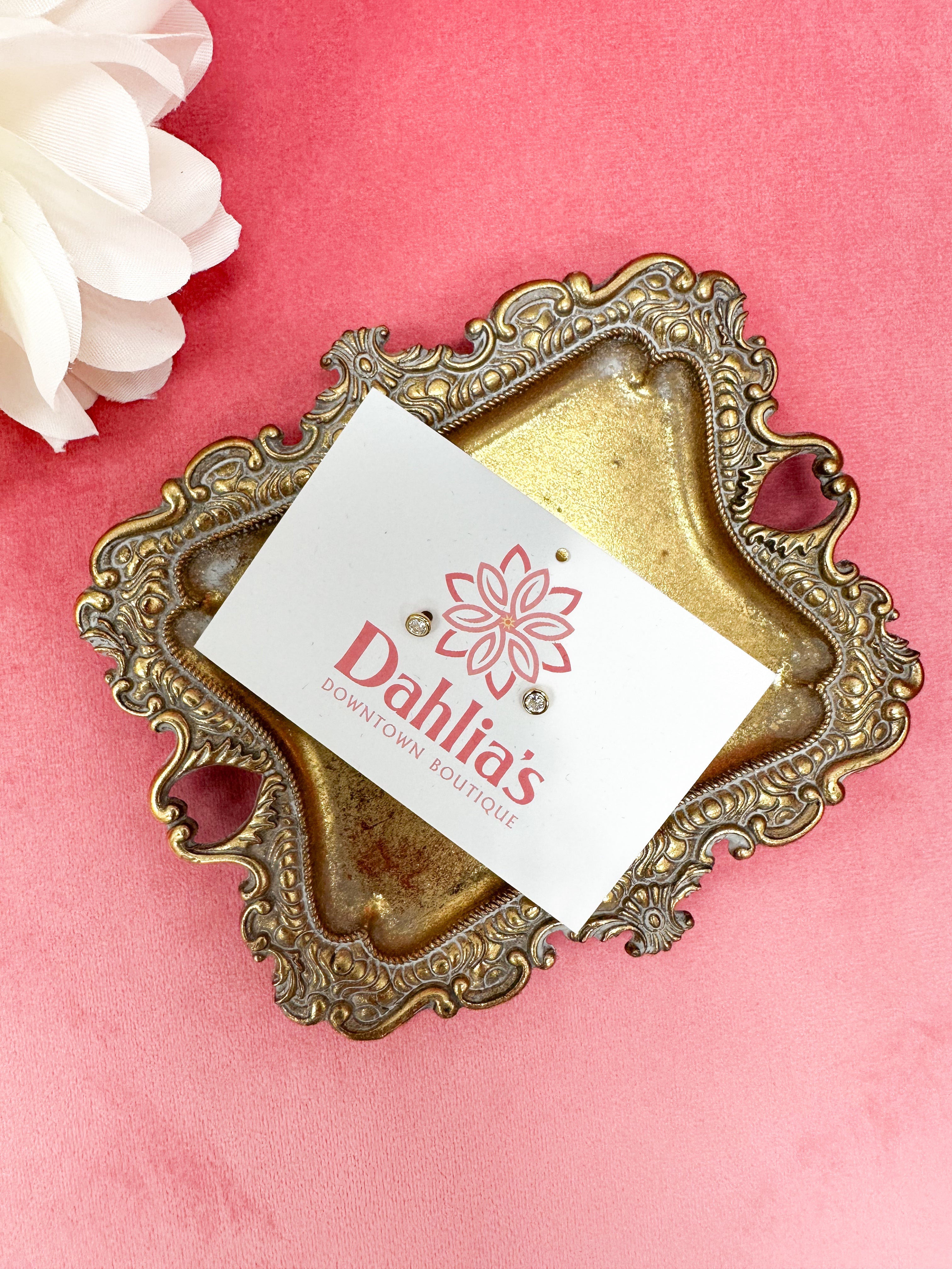 Gold Dipped CZ Small Stud Earrings