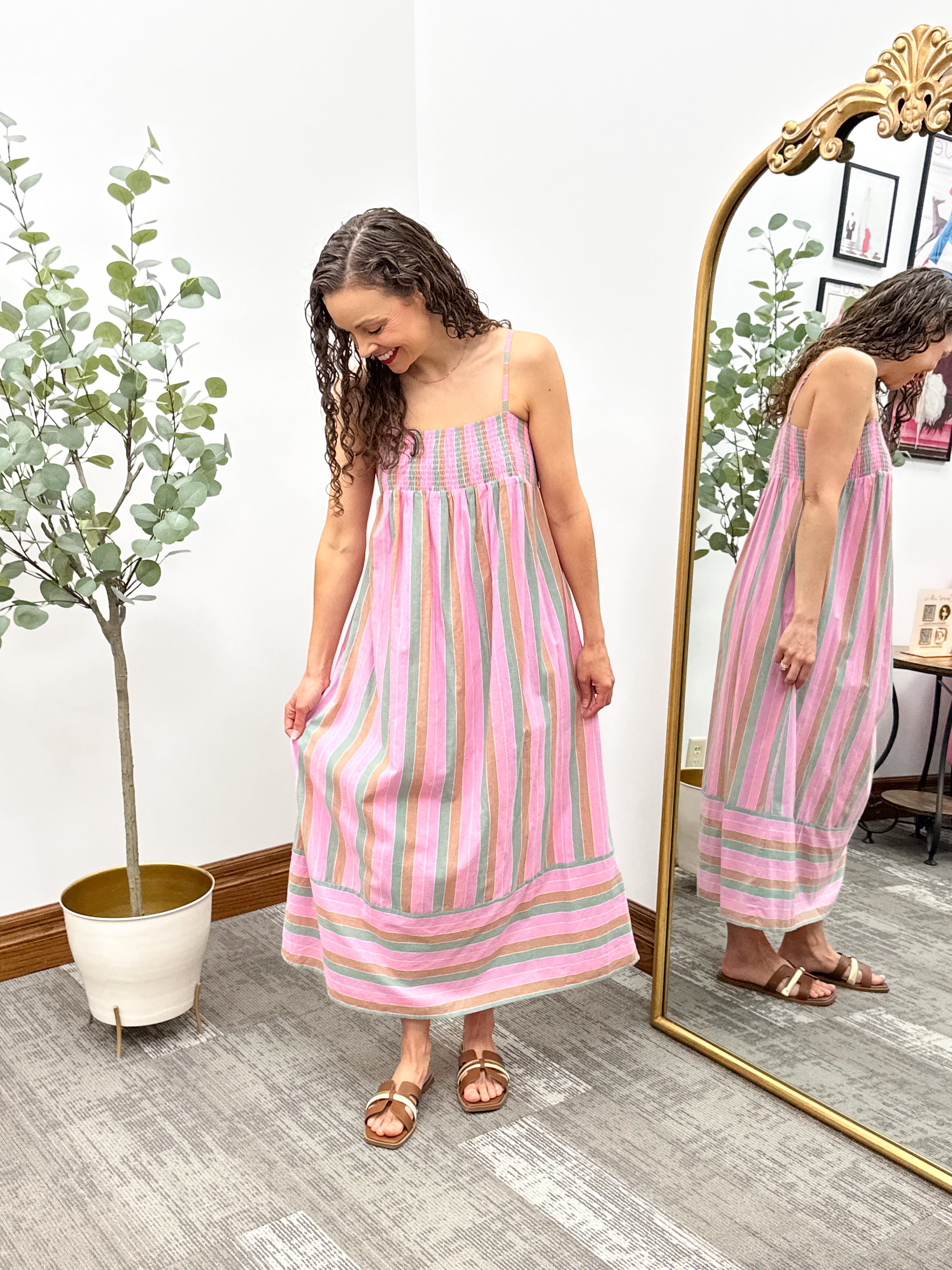 Multicolor, striped midi dress, colorful, striped dress, wishlist dress