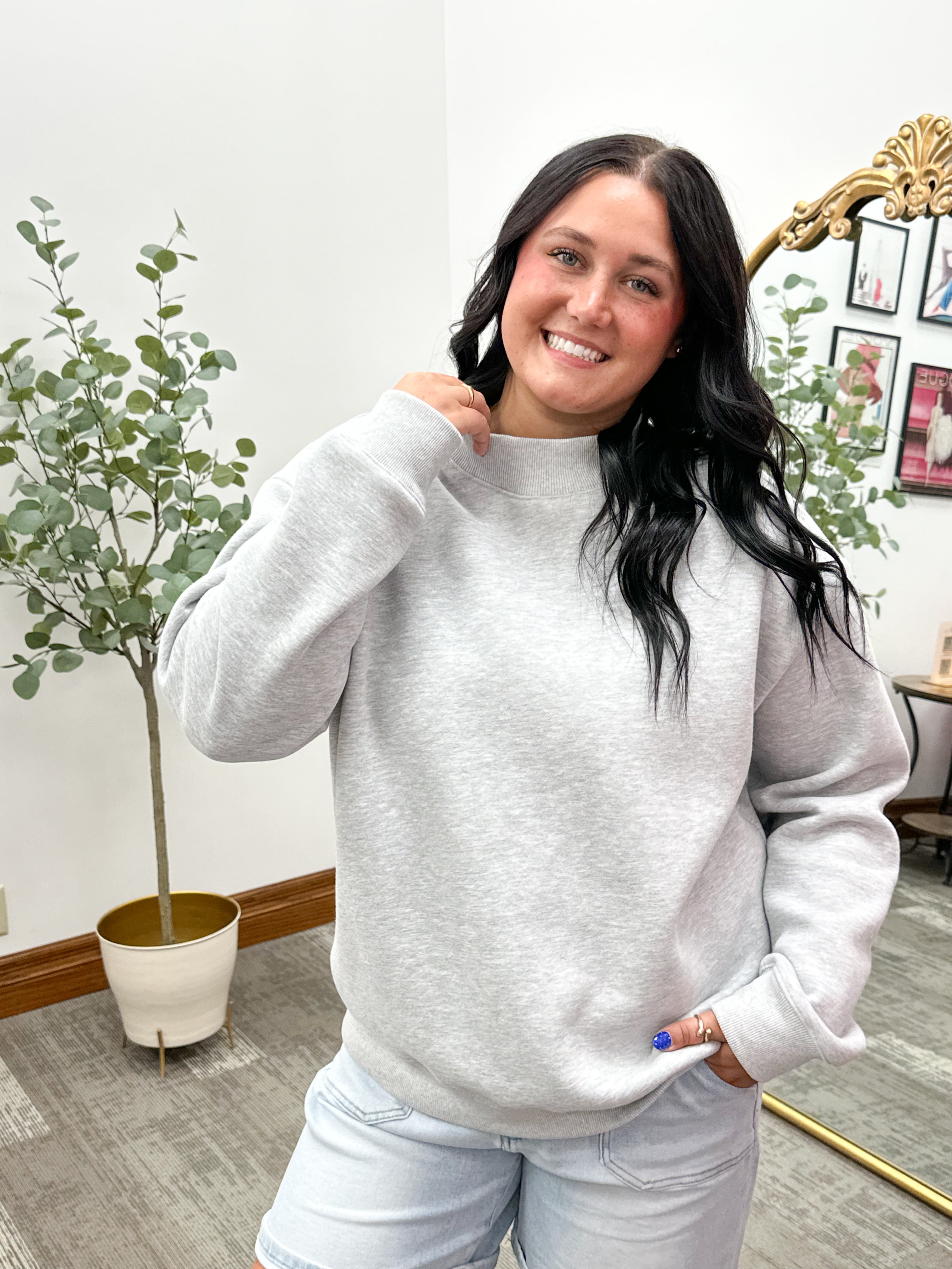 Oversized Mock Neck Sweatshirt