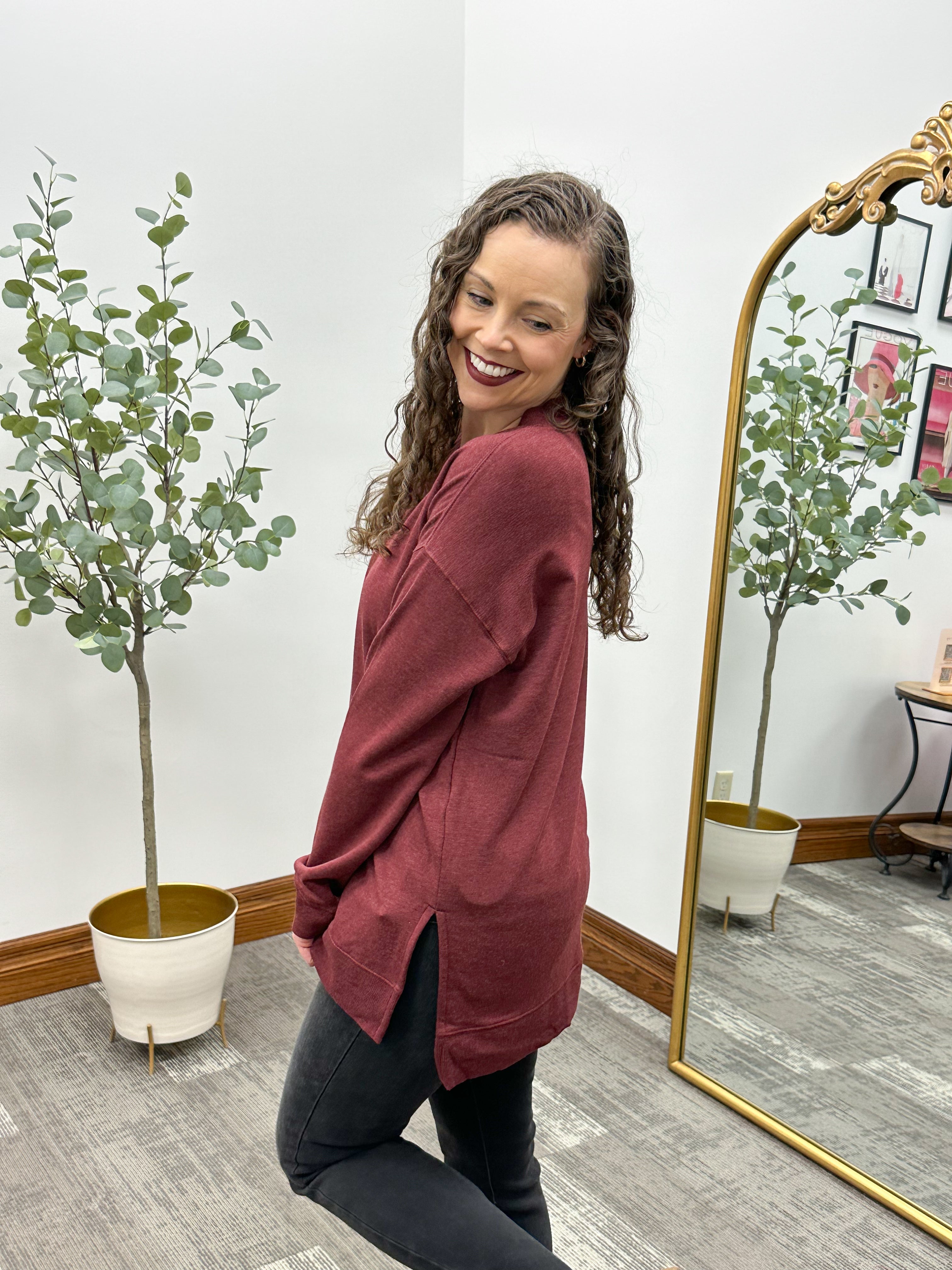 Scarlett Split Hem Long Sleeve Top