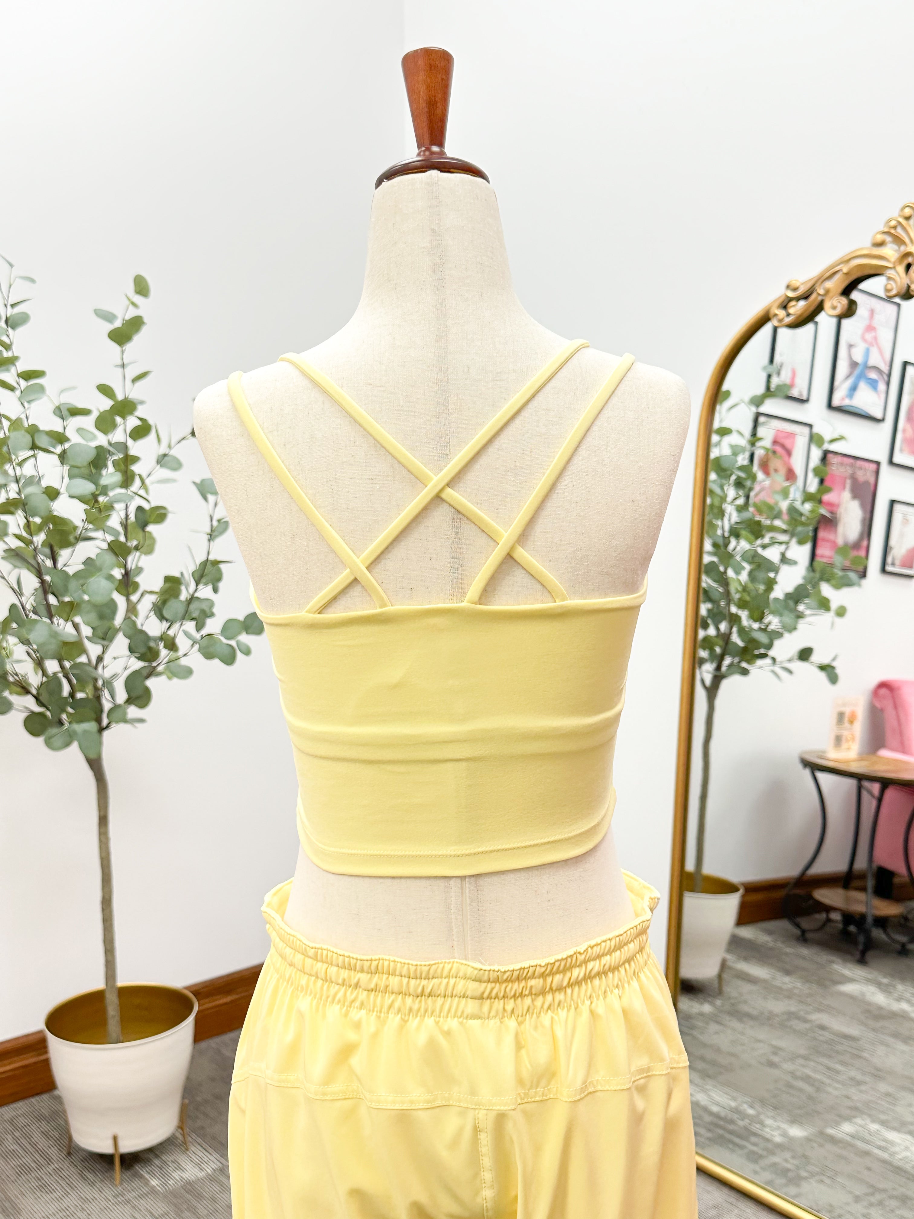 Yellow Criss Cross Sports Bra