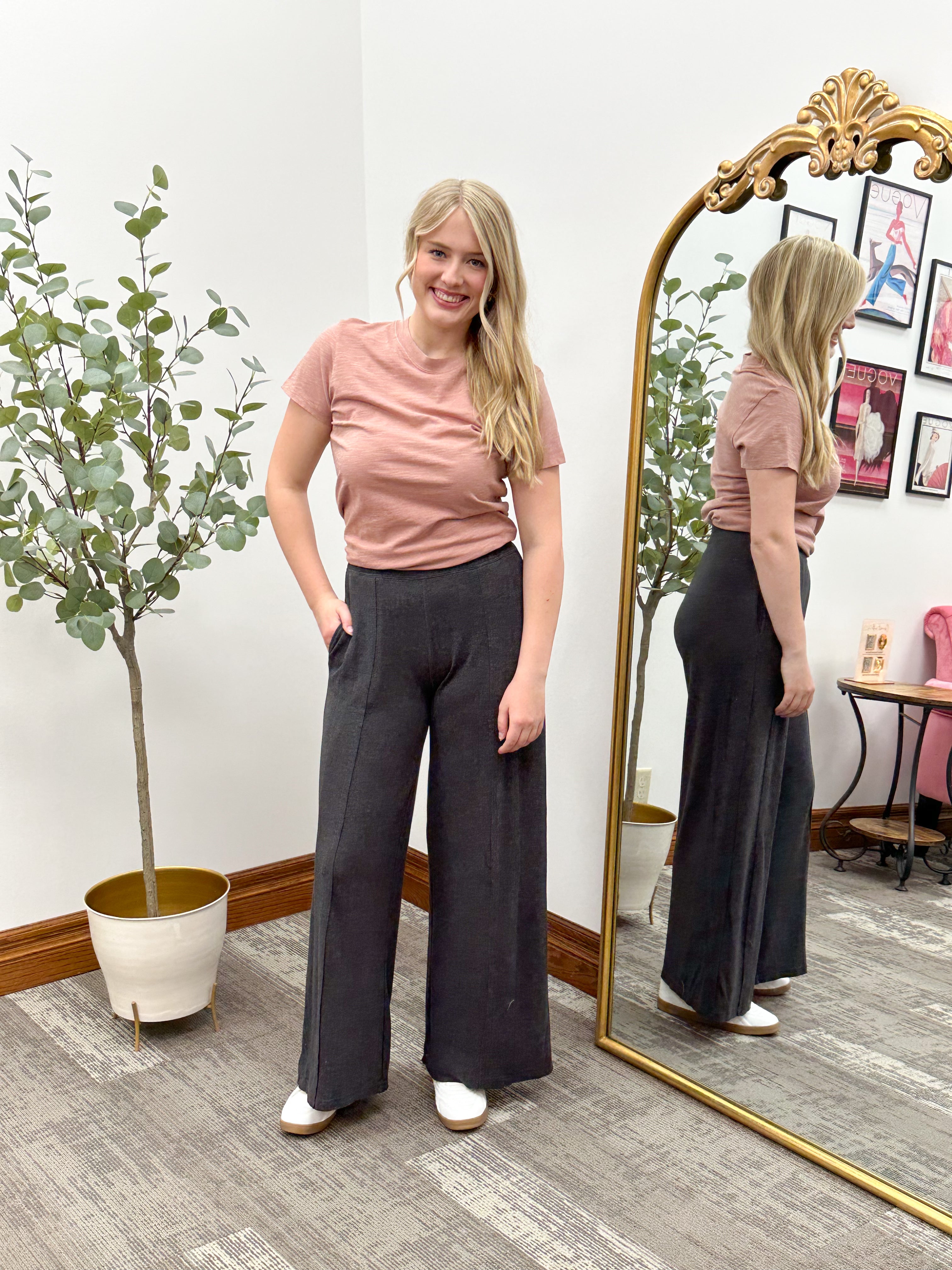 Charcoal Wide Leg Lounge Pants