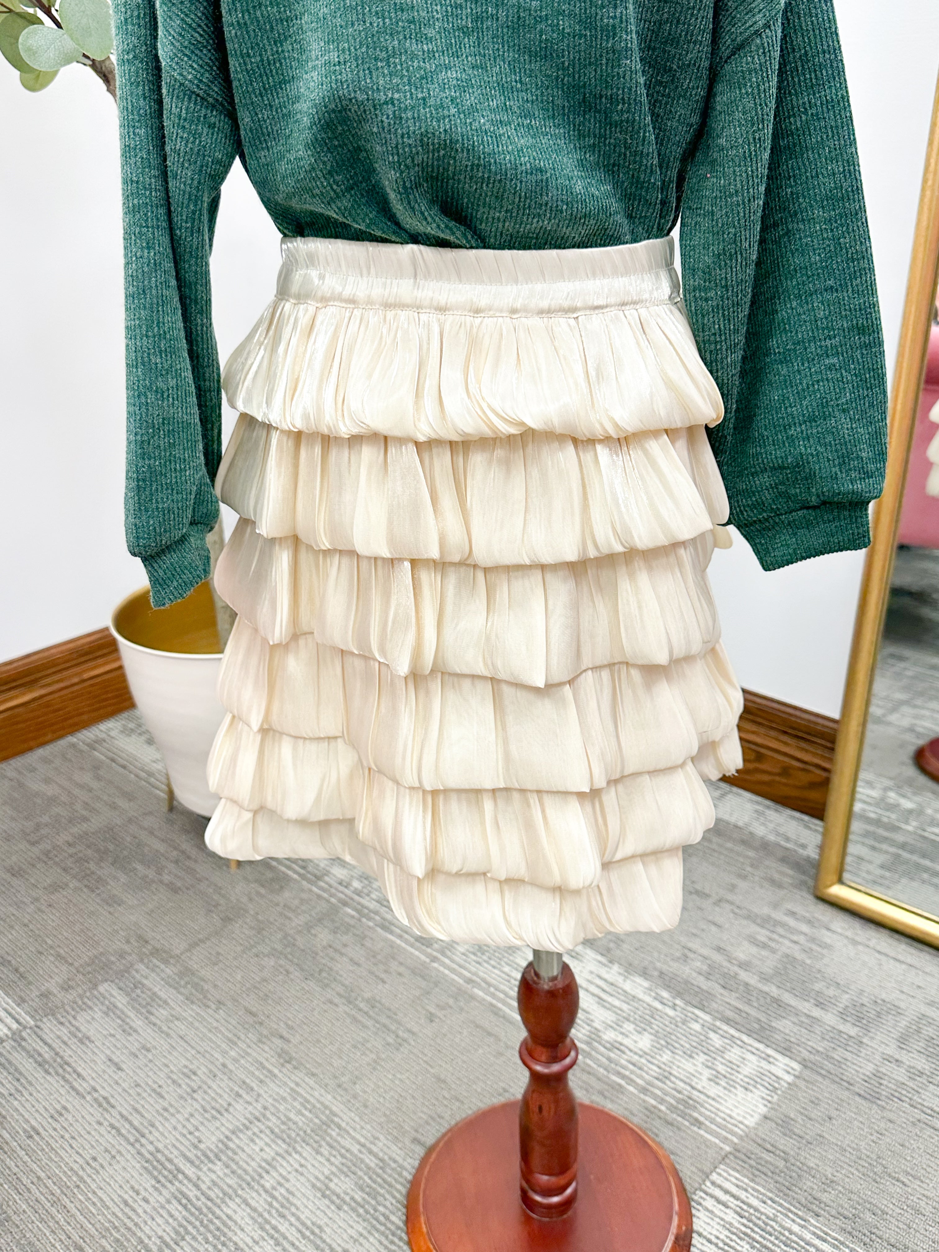 Girls Cream Bubble Skort