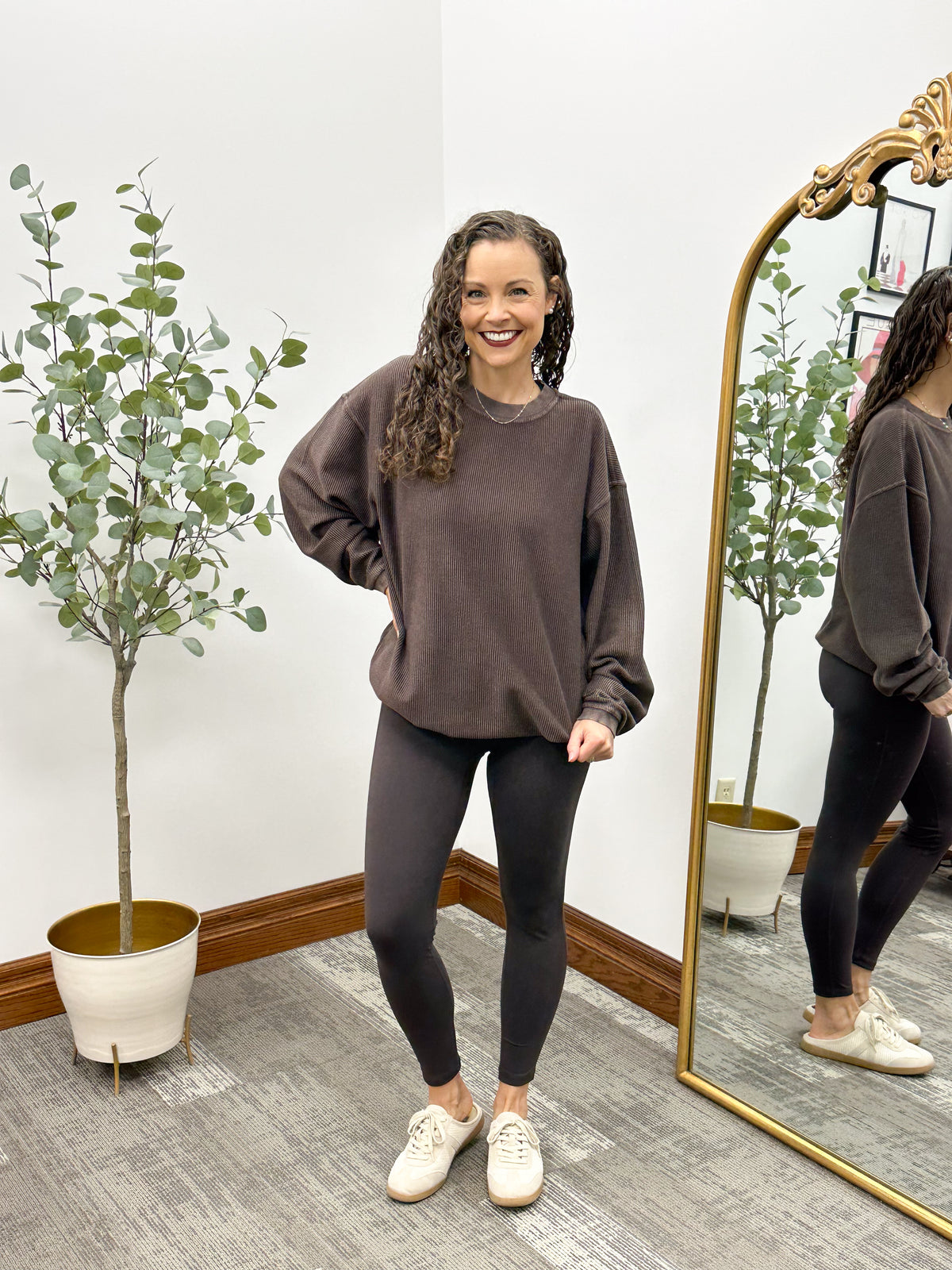 Kenzie Oversized Corded Crewneck (2 colors)