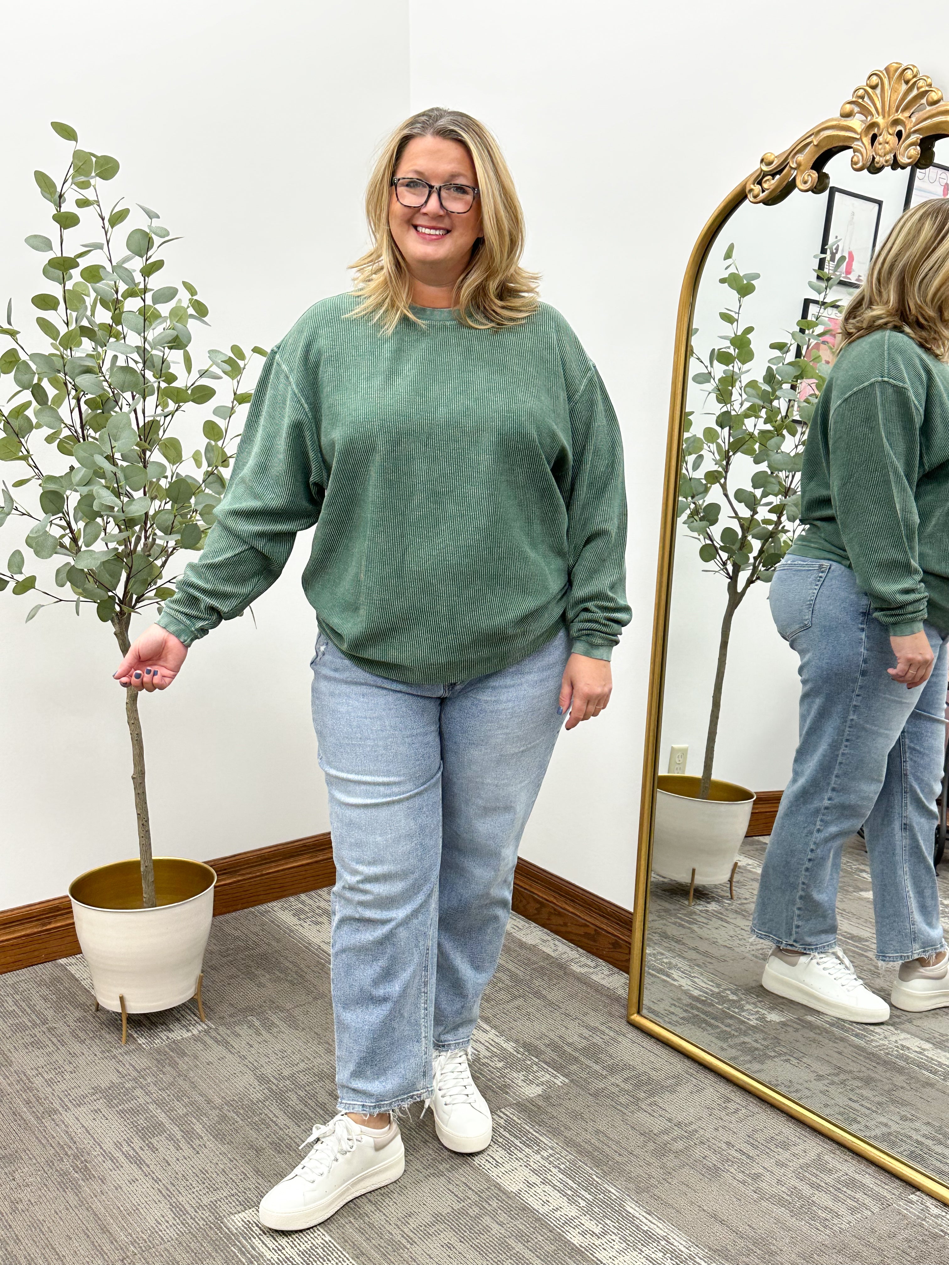 Tabitha Oversized Corded Crewneck Sweatshirt
