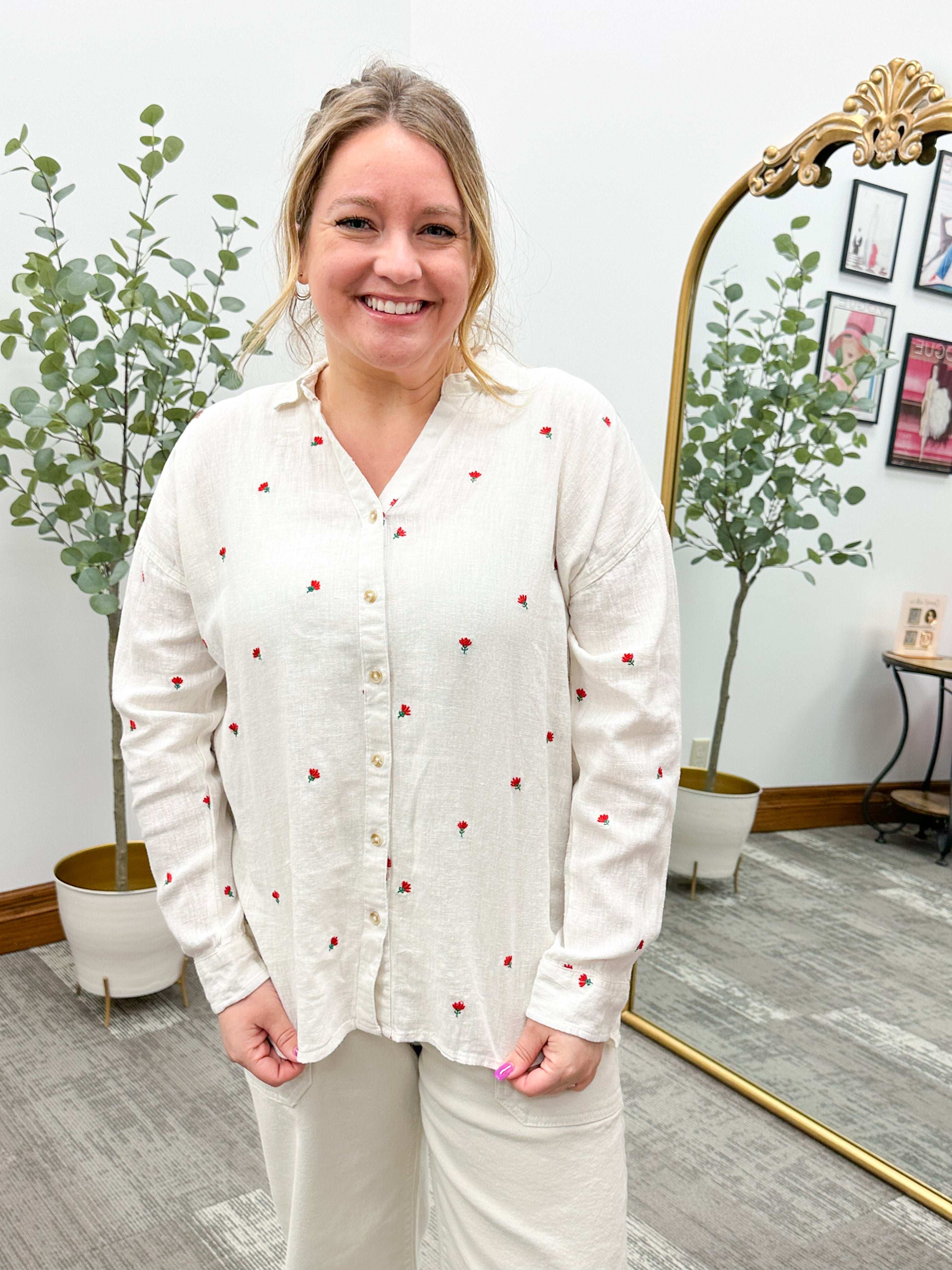 Vena Floral Embroidered Shirt