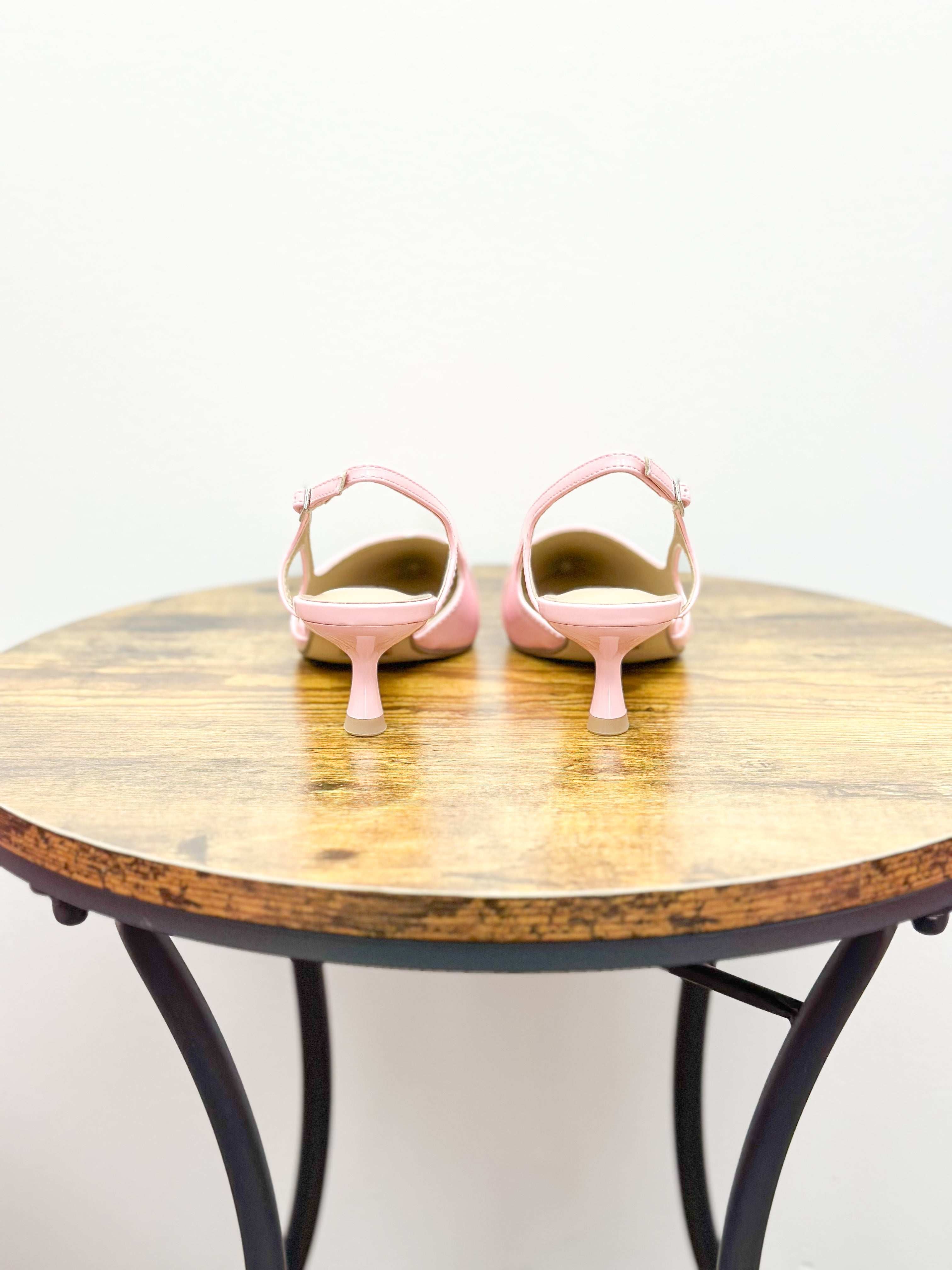 Pink Faux Patent Leather Kitten Heels