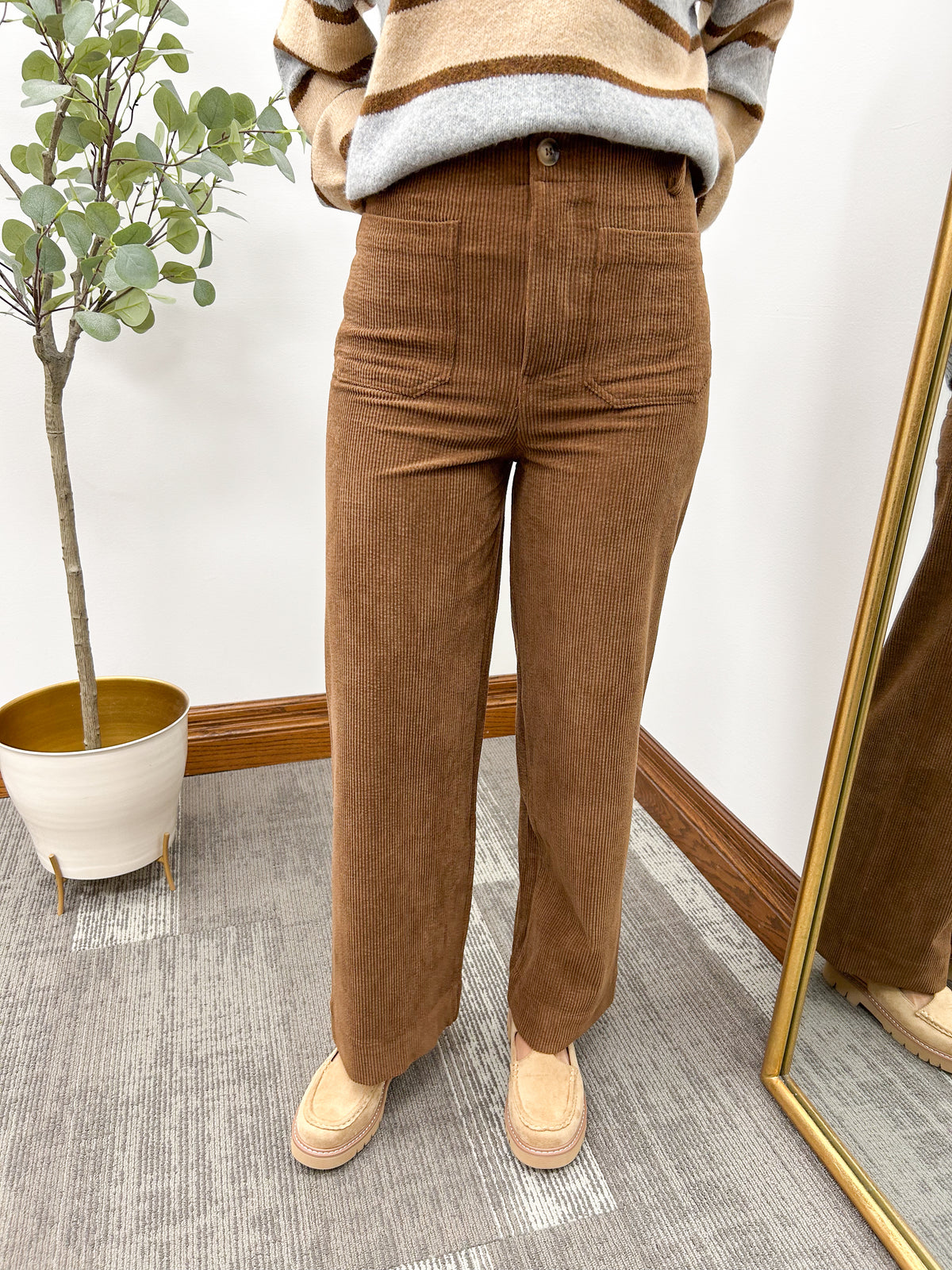Brown corduroy wide leg pants