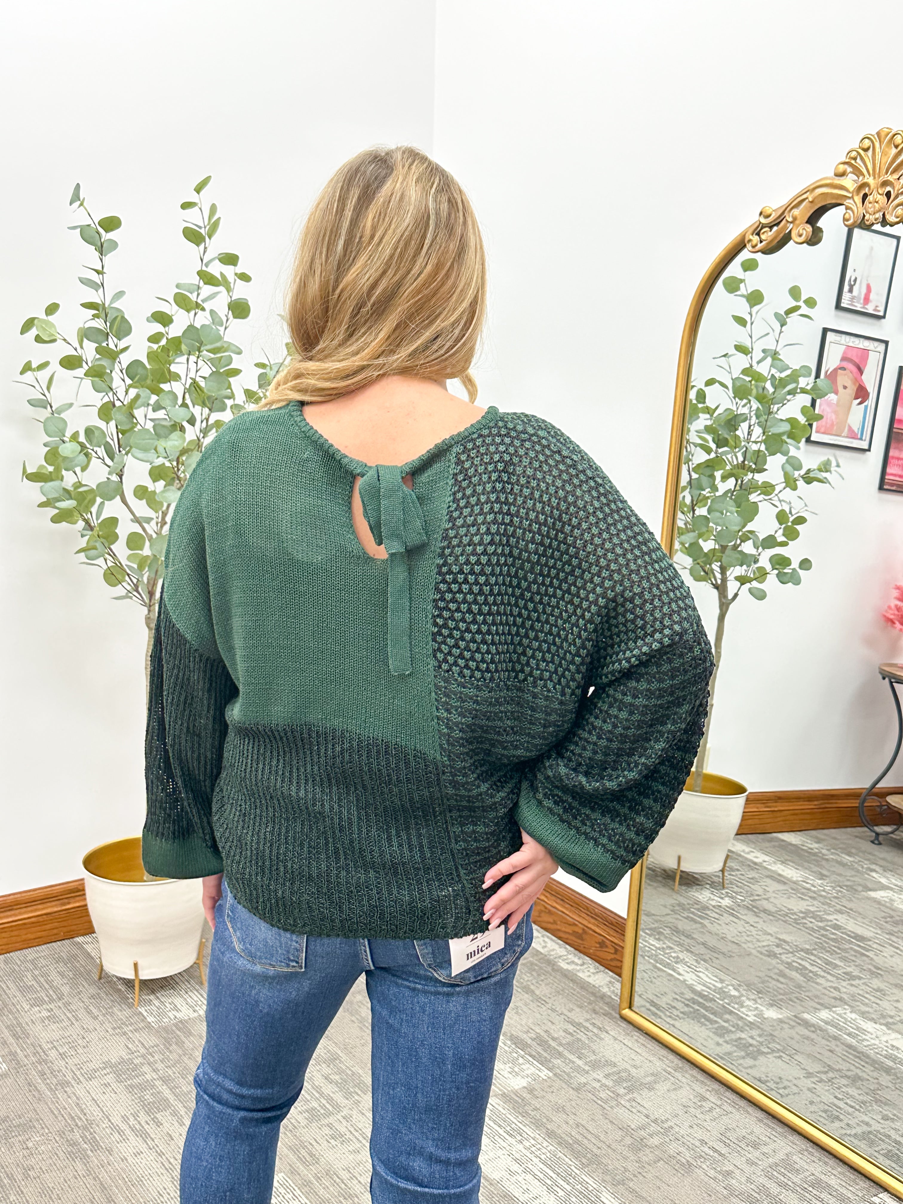 Tie Back Colorblock Sweater