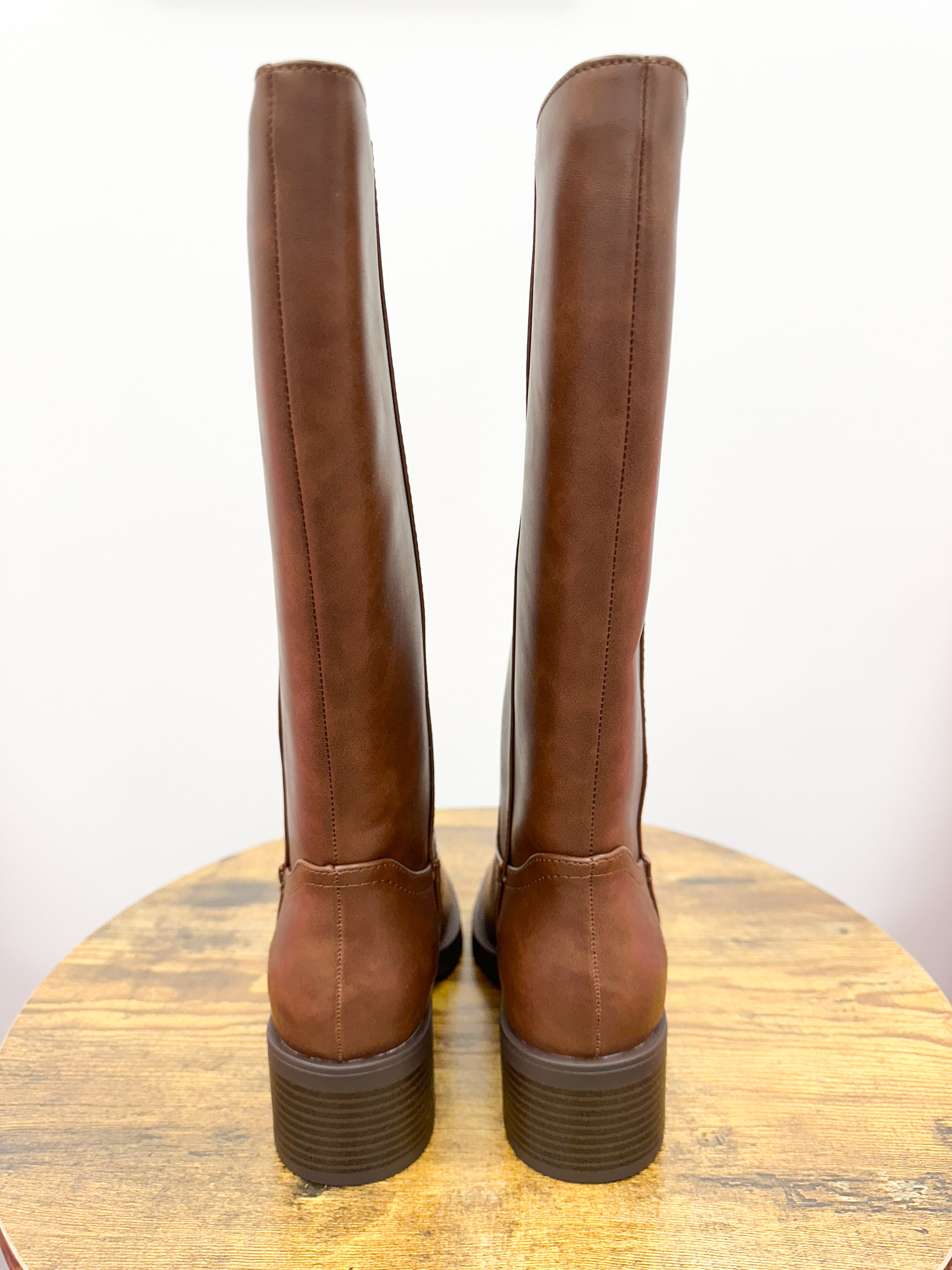 Tall Brown Square Toe Boots