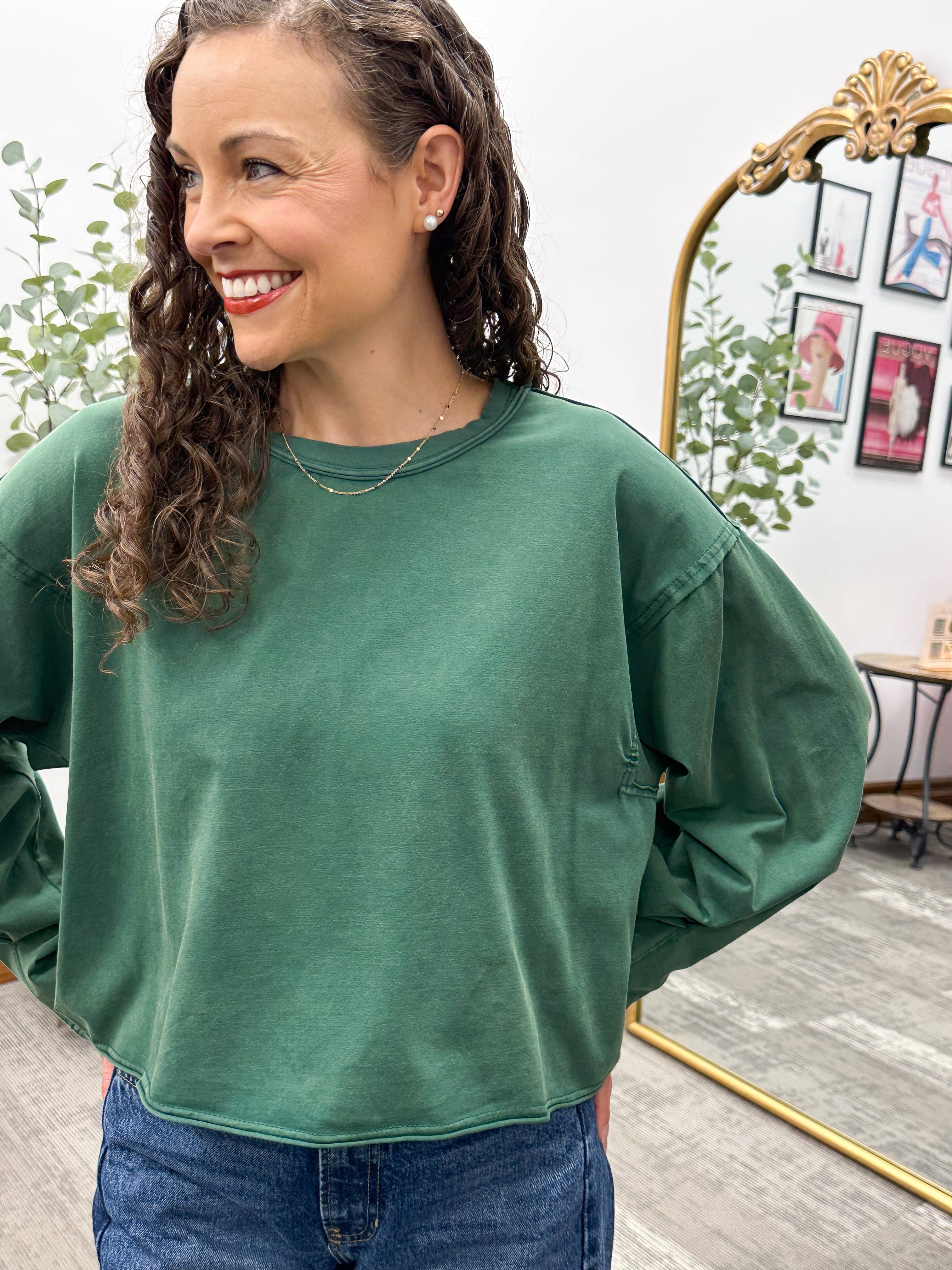 Cropped Oversized Long Sleeve Shirt