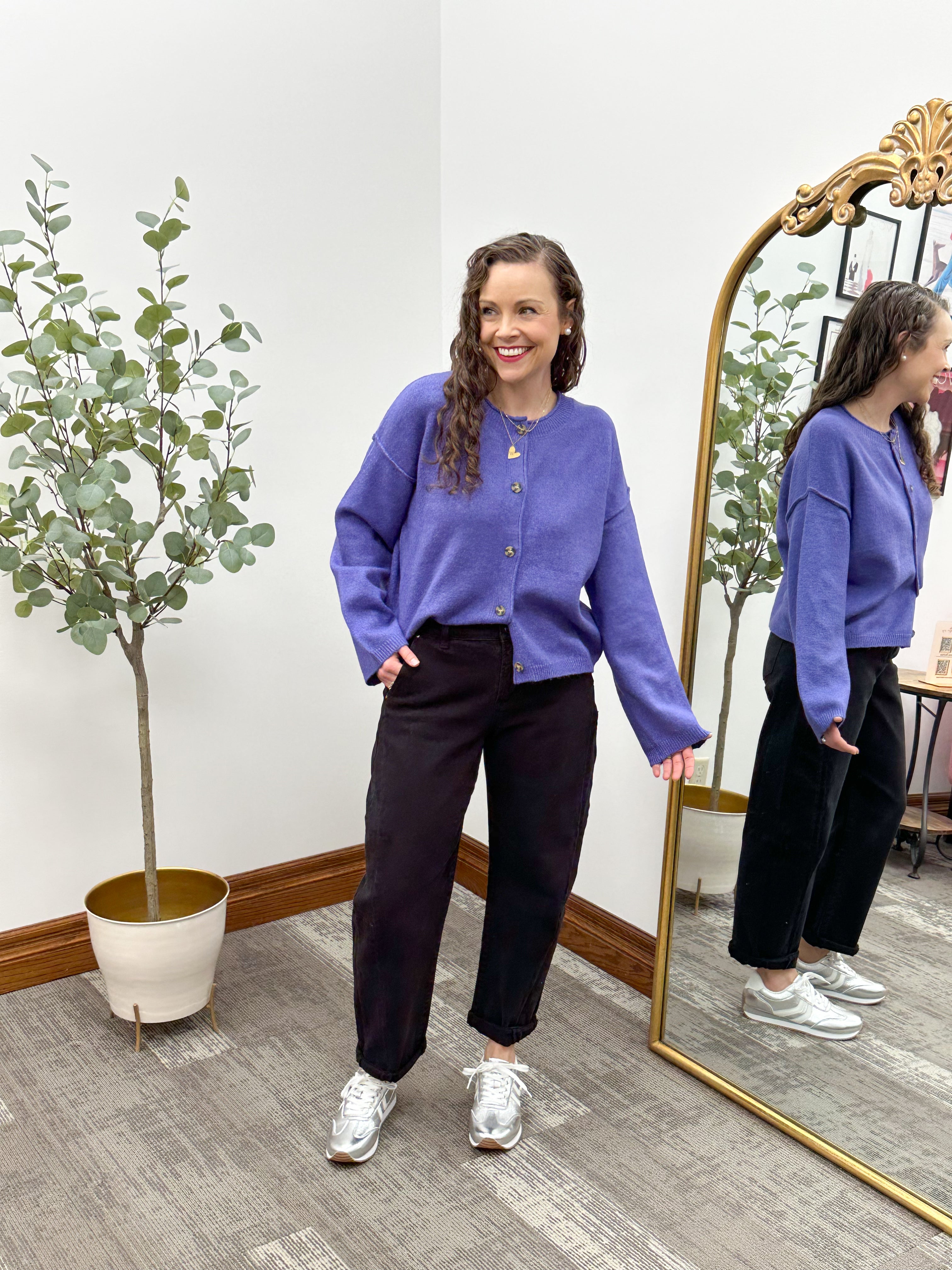 Purple Button Up Cardigan