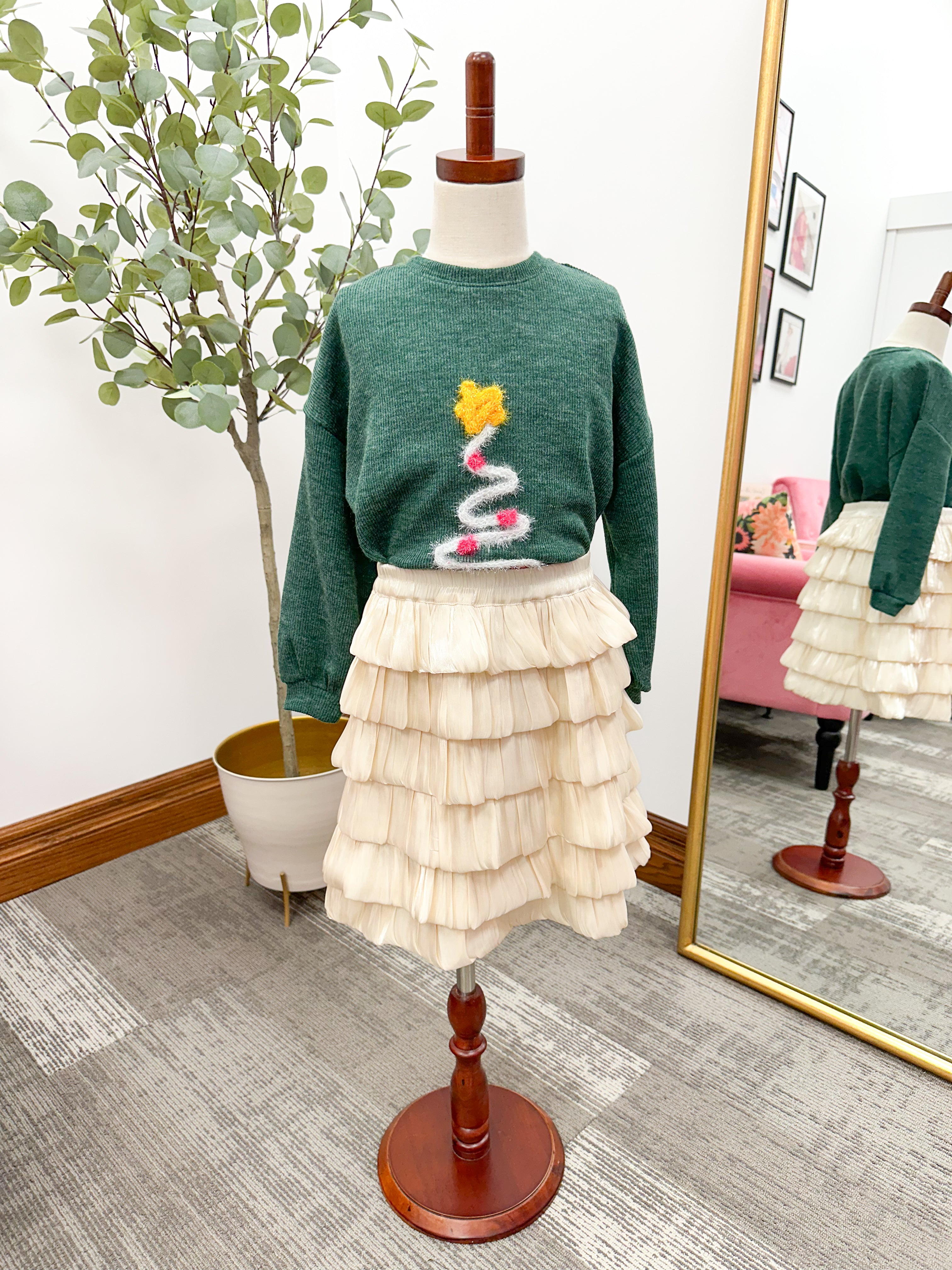 Girls Cream Bubble Skort