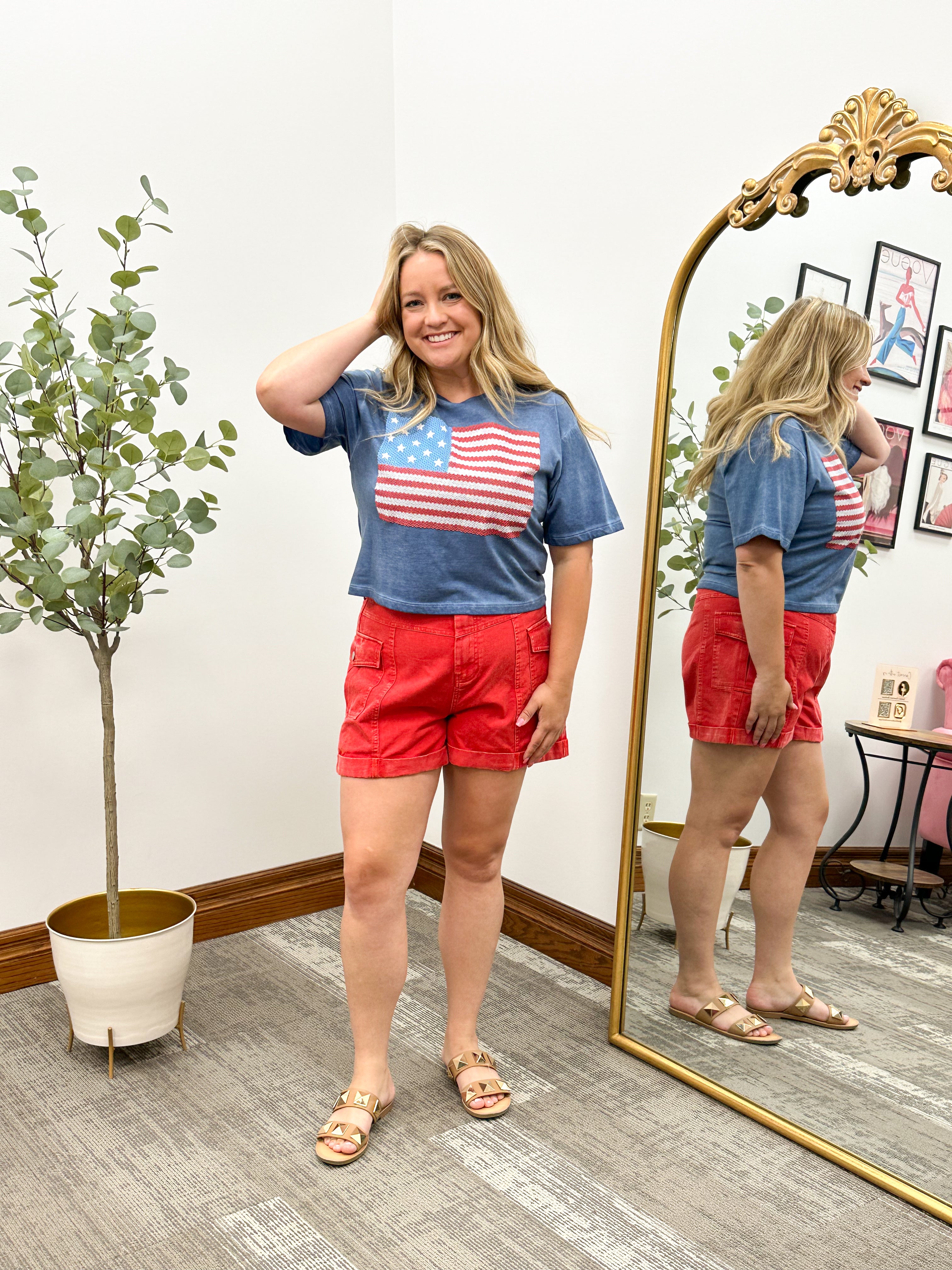 American Flag Cropped Graphic Tee