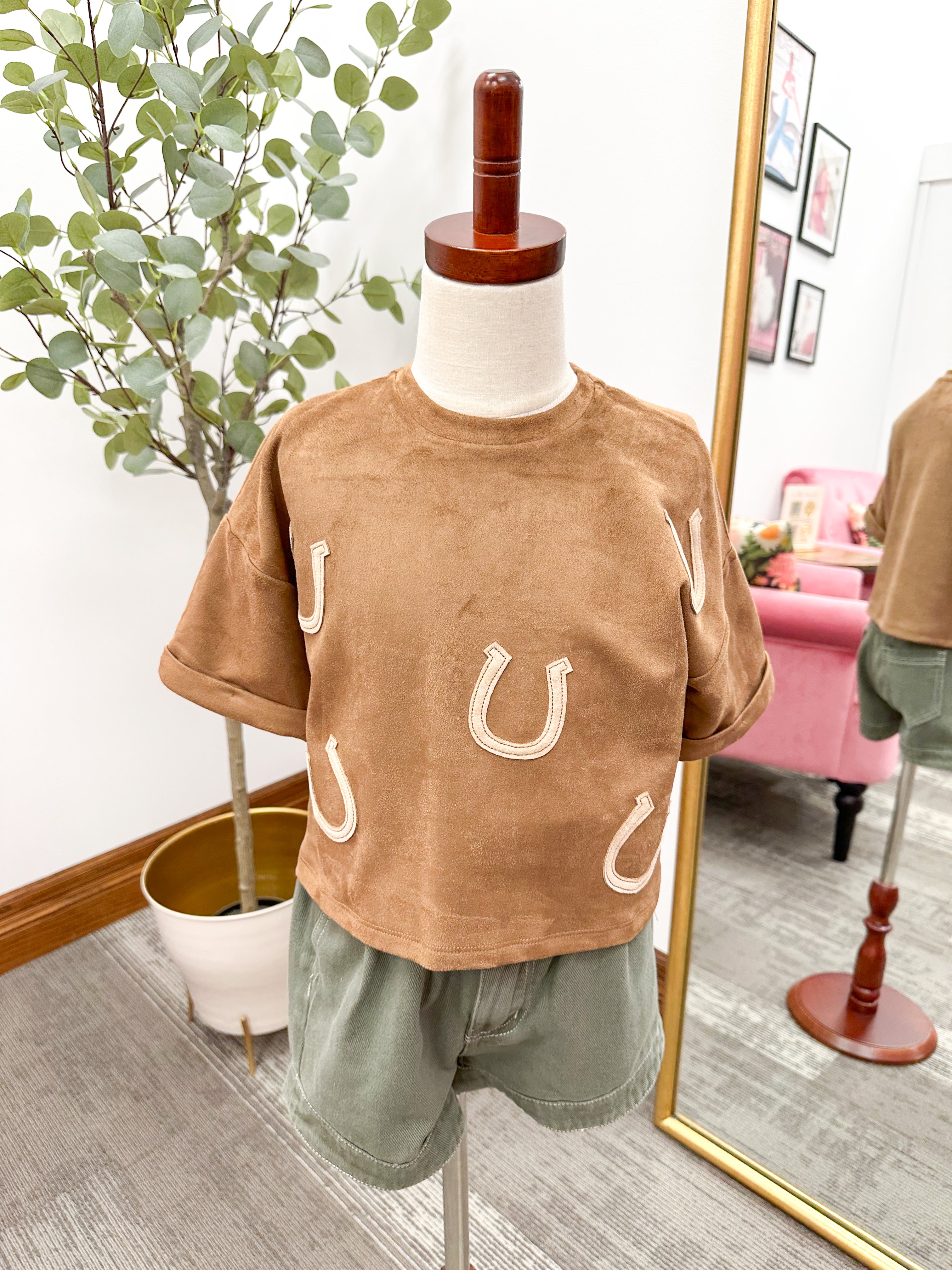 Girls Horseshoe Suede T-Shirt