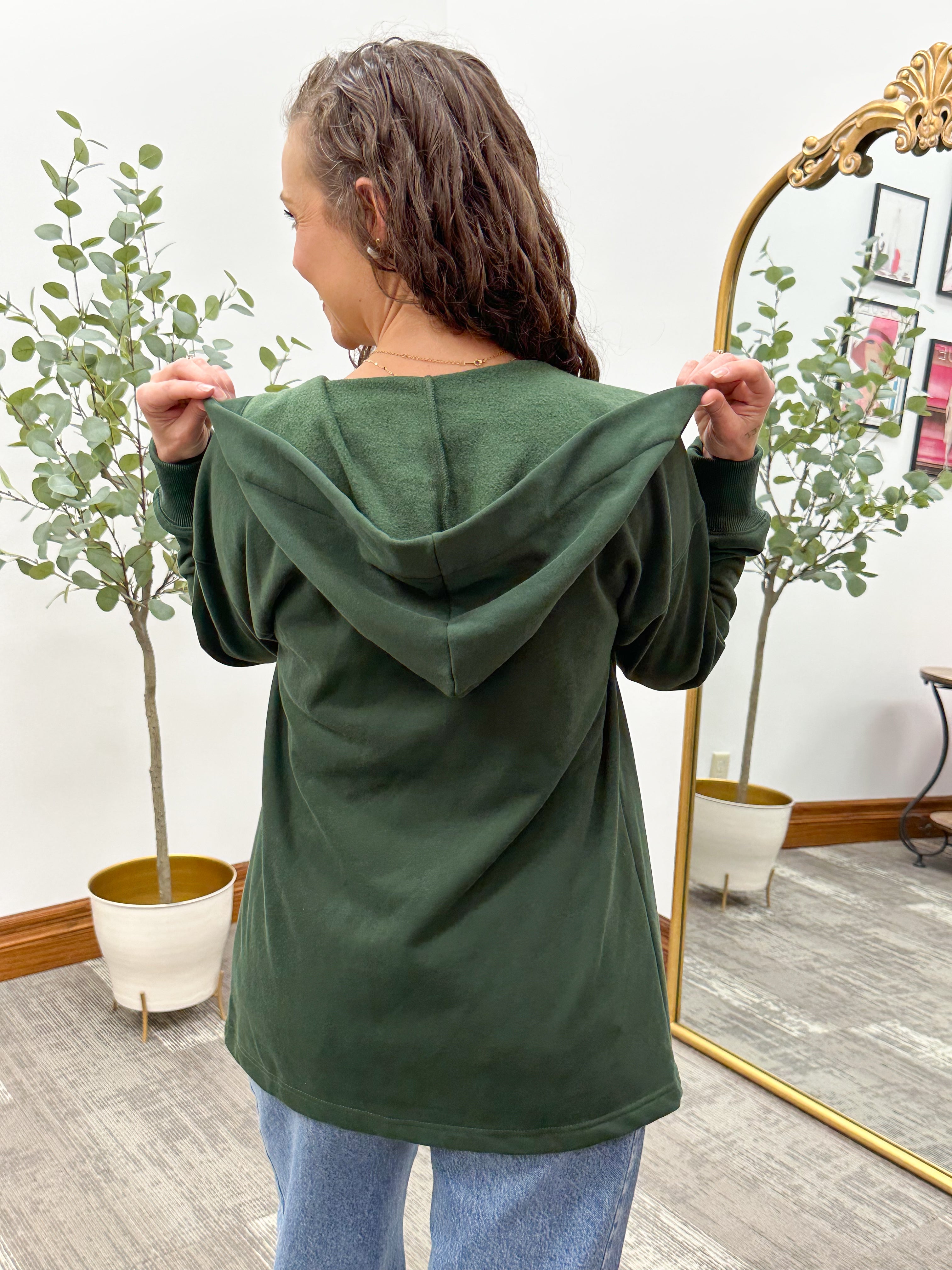 Hunter Green Hooded Cardigan