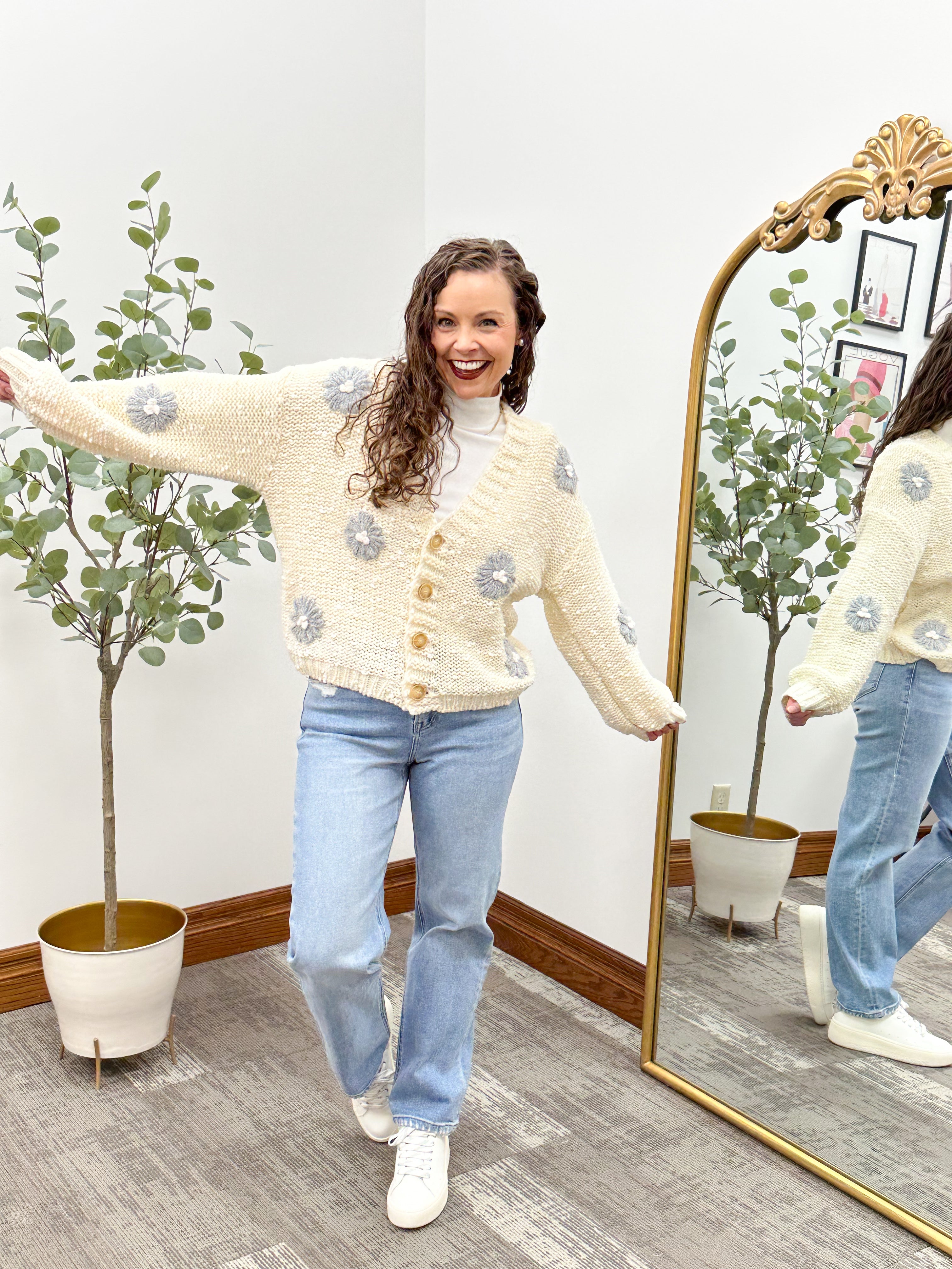 Cream Flower Patch Cardigan