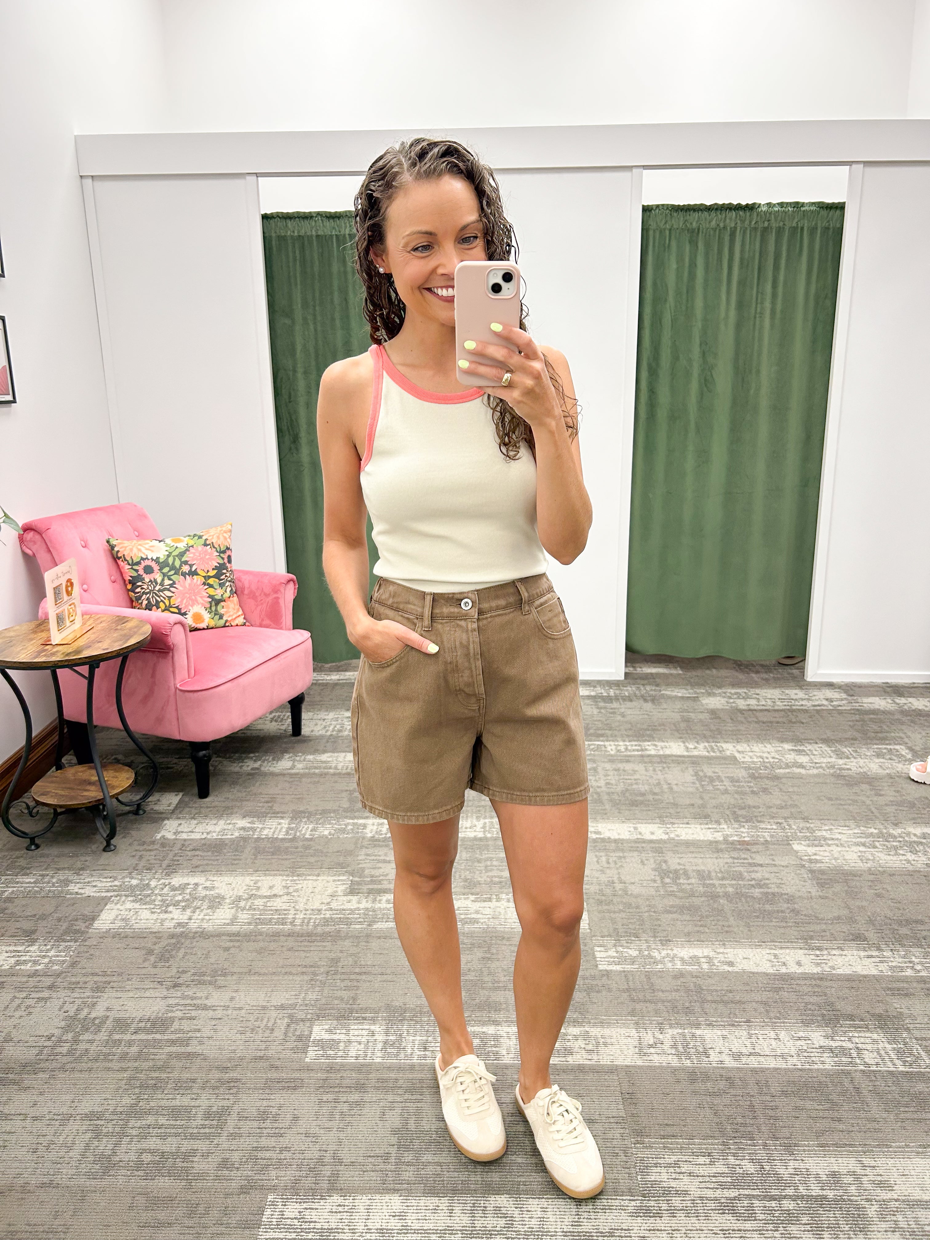 Stone & Coral Ribbed Tank Top