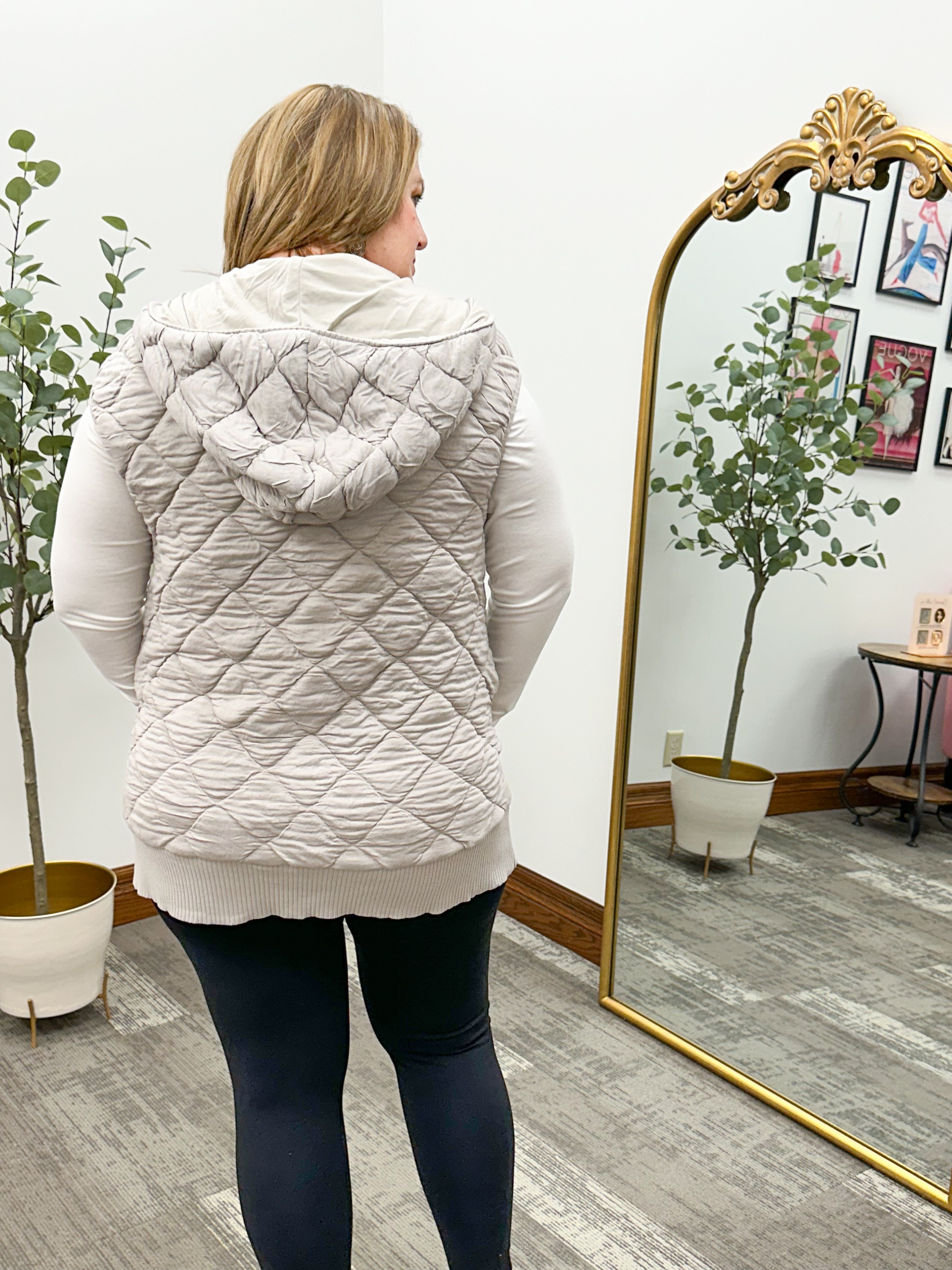 Oversized Hooded  Quilted Vest