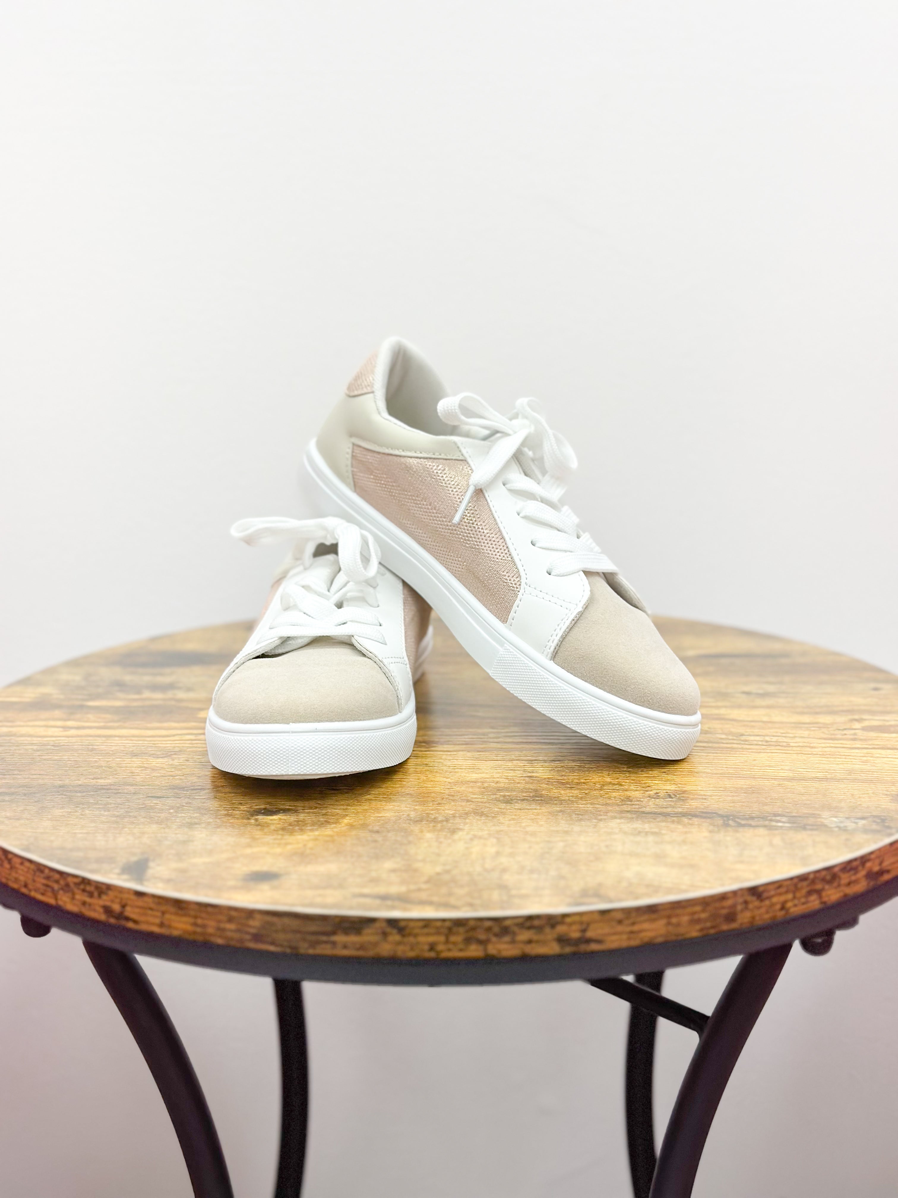 Girls Rose Gold Accent Sneakers