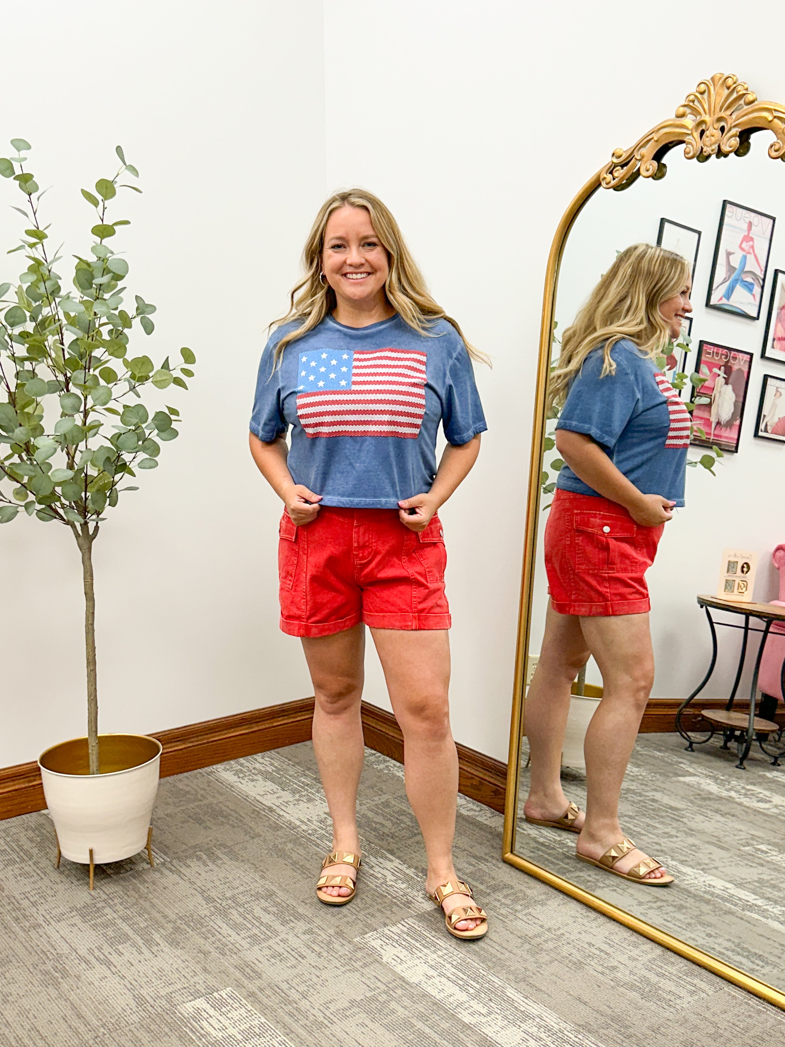 American Flag Cropped Graphic Tee