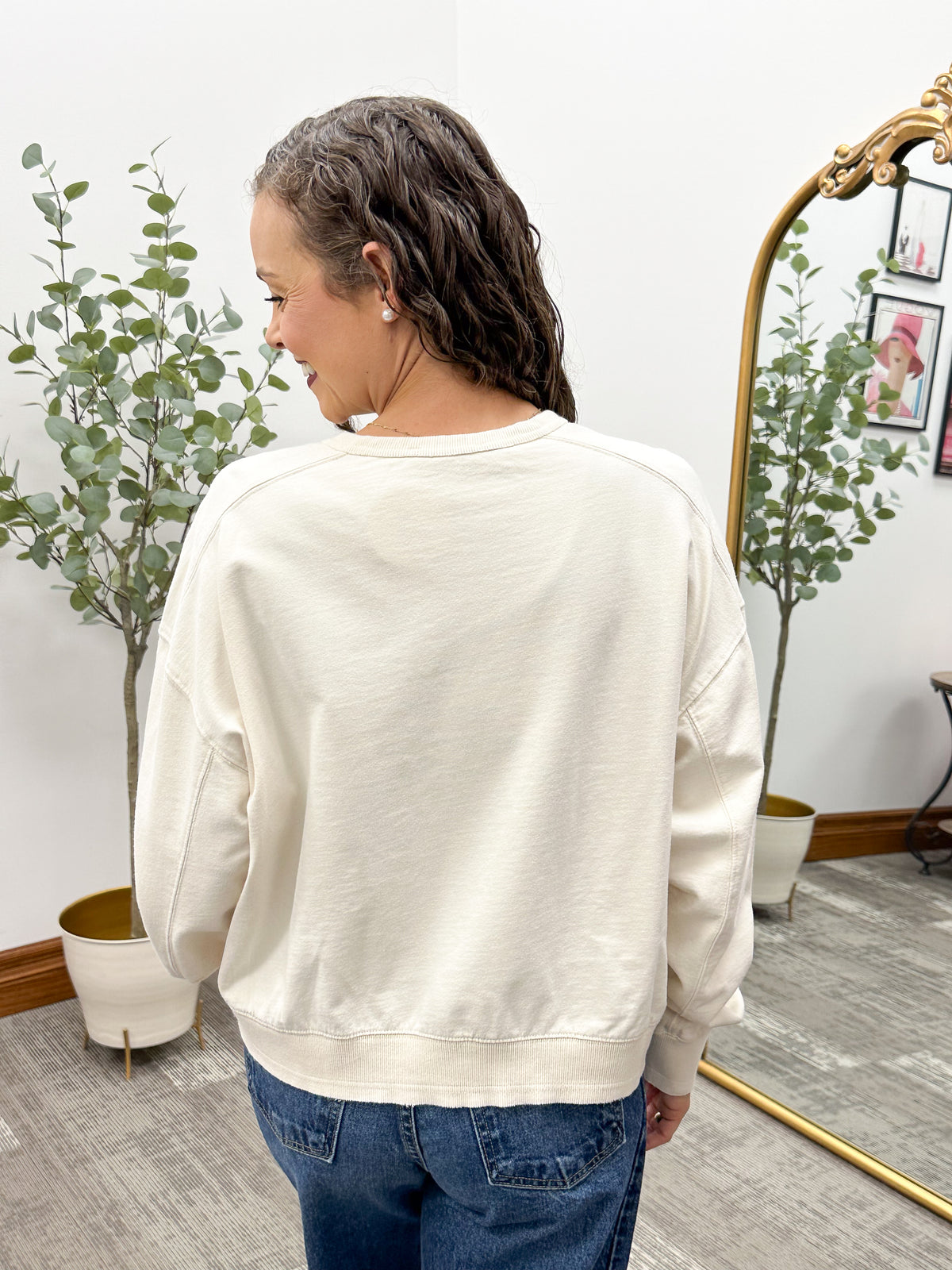 Washed Terry Seam Detail Sweatshirt