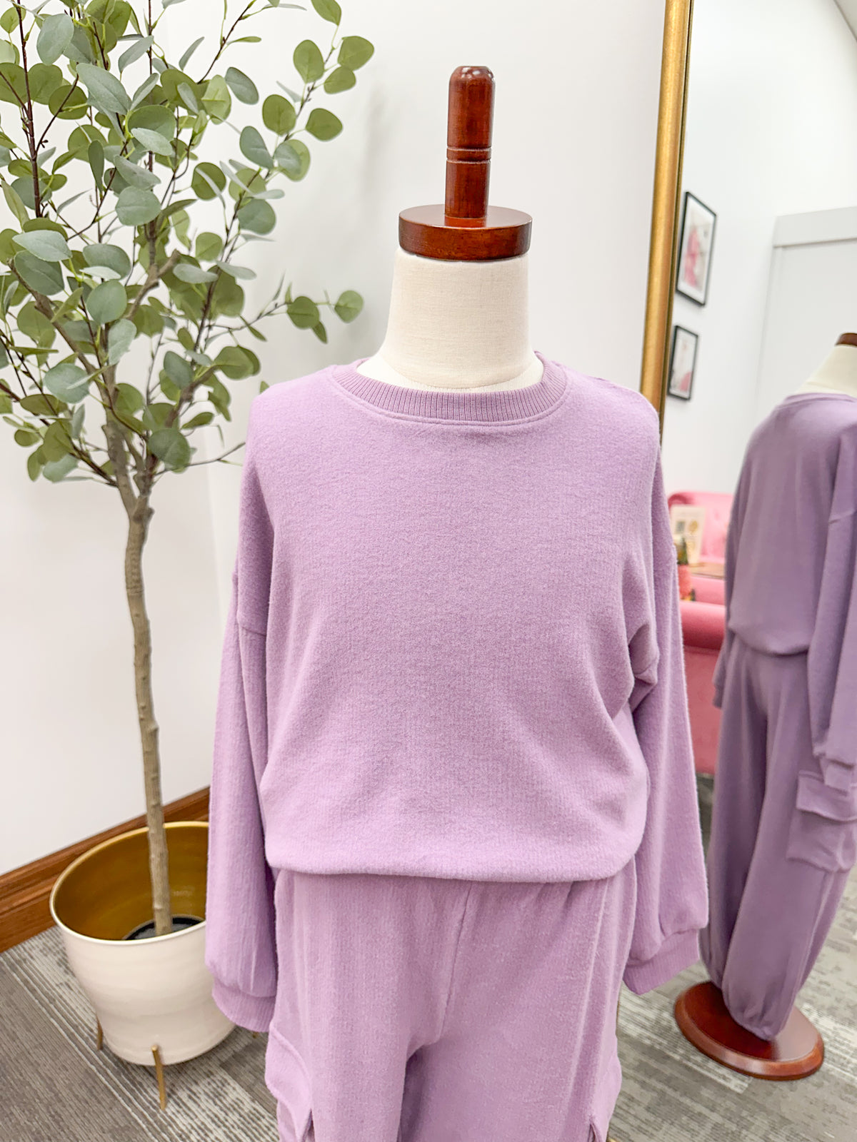 Girls Lavender Brushed Long Sleeve Top