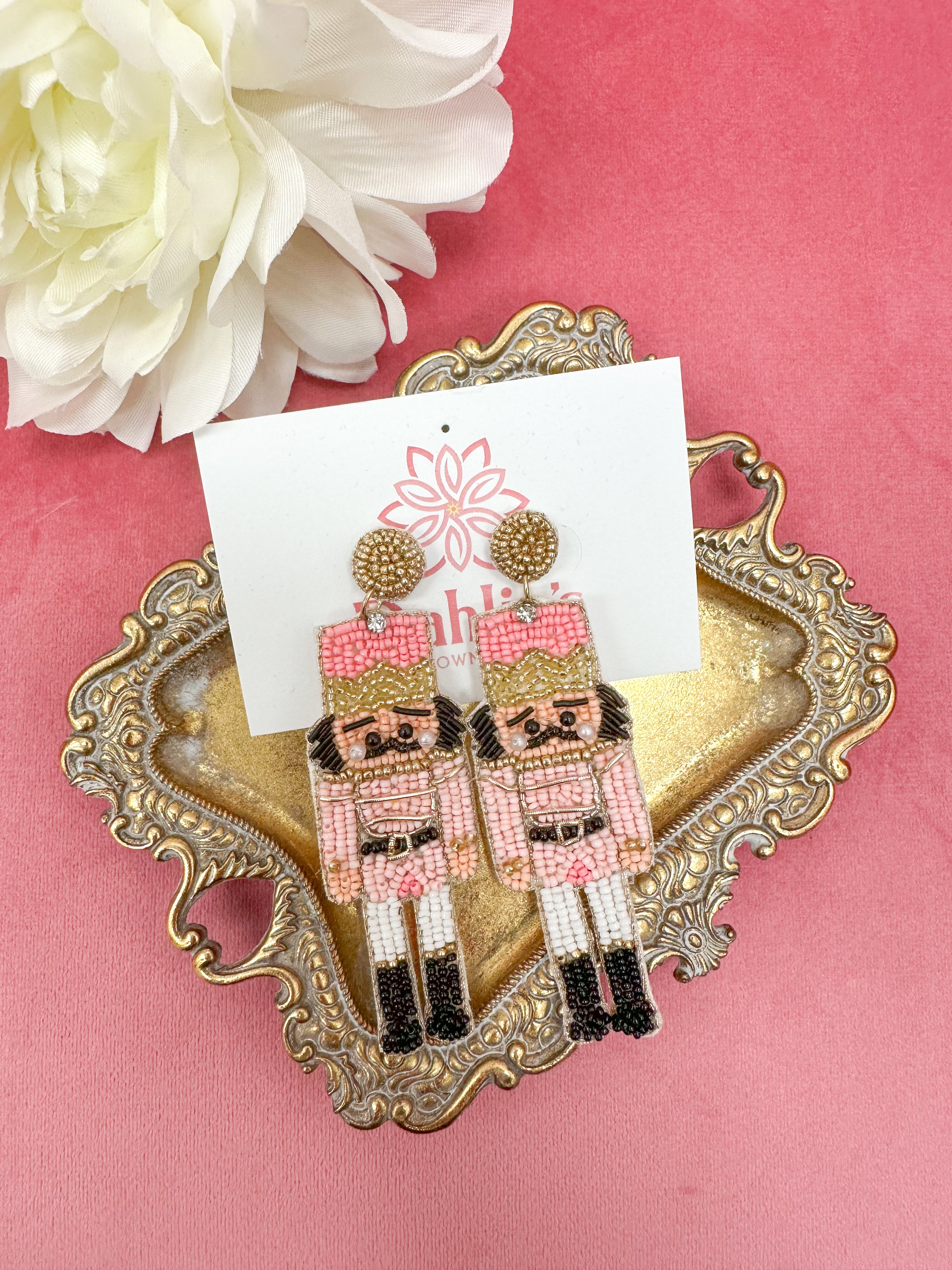 Beaded Nutcracker Dangle Earrings