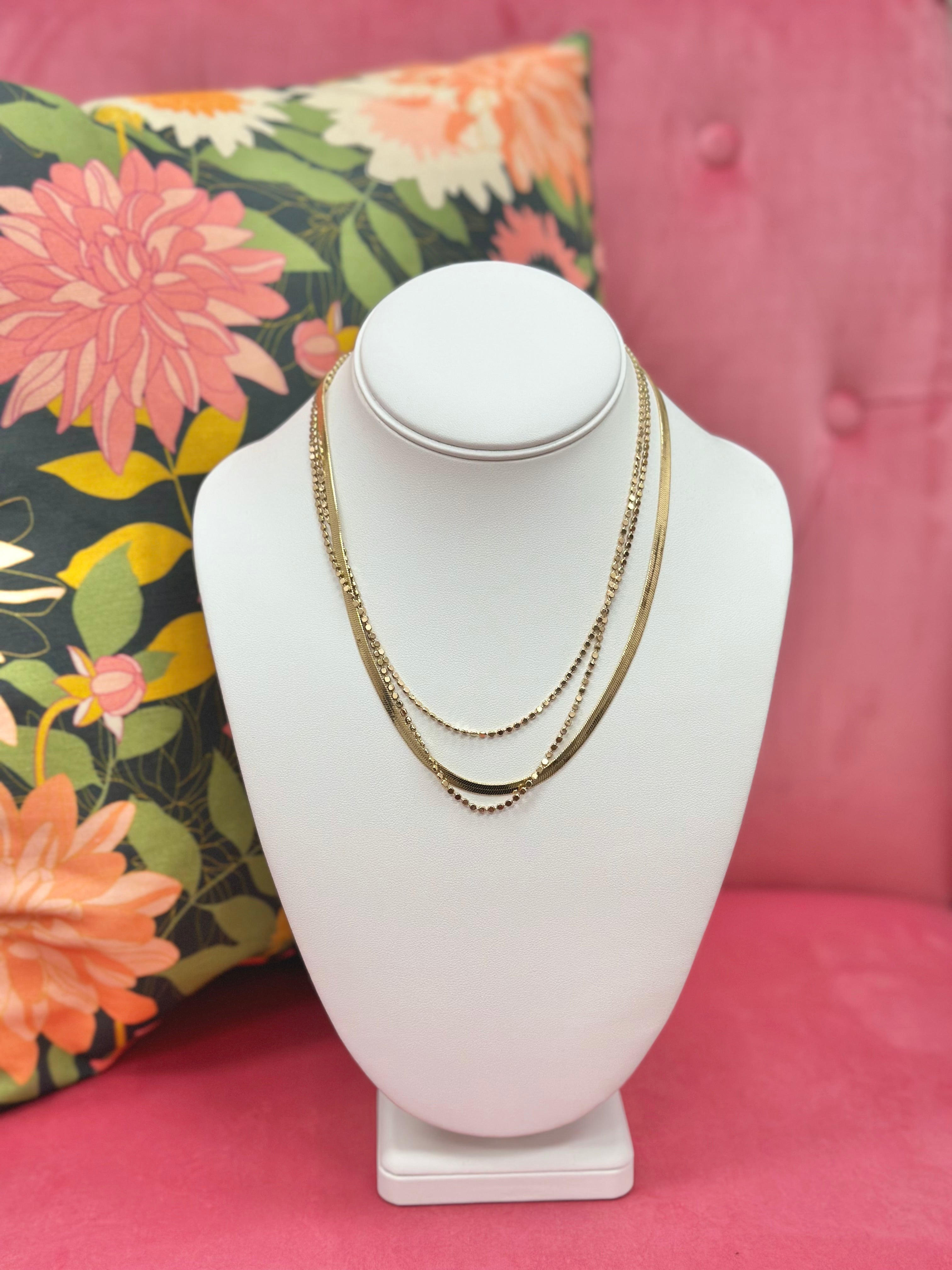 3 Layered Herringbone Necklace