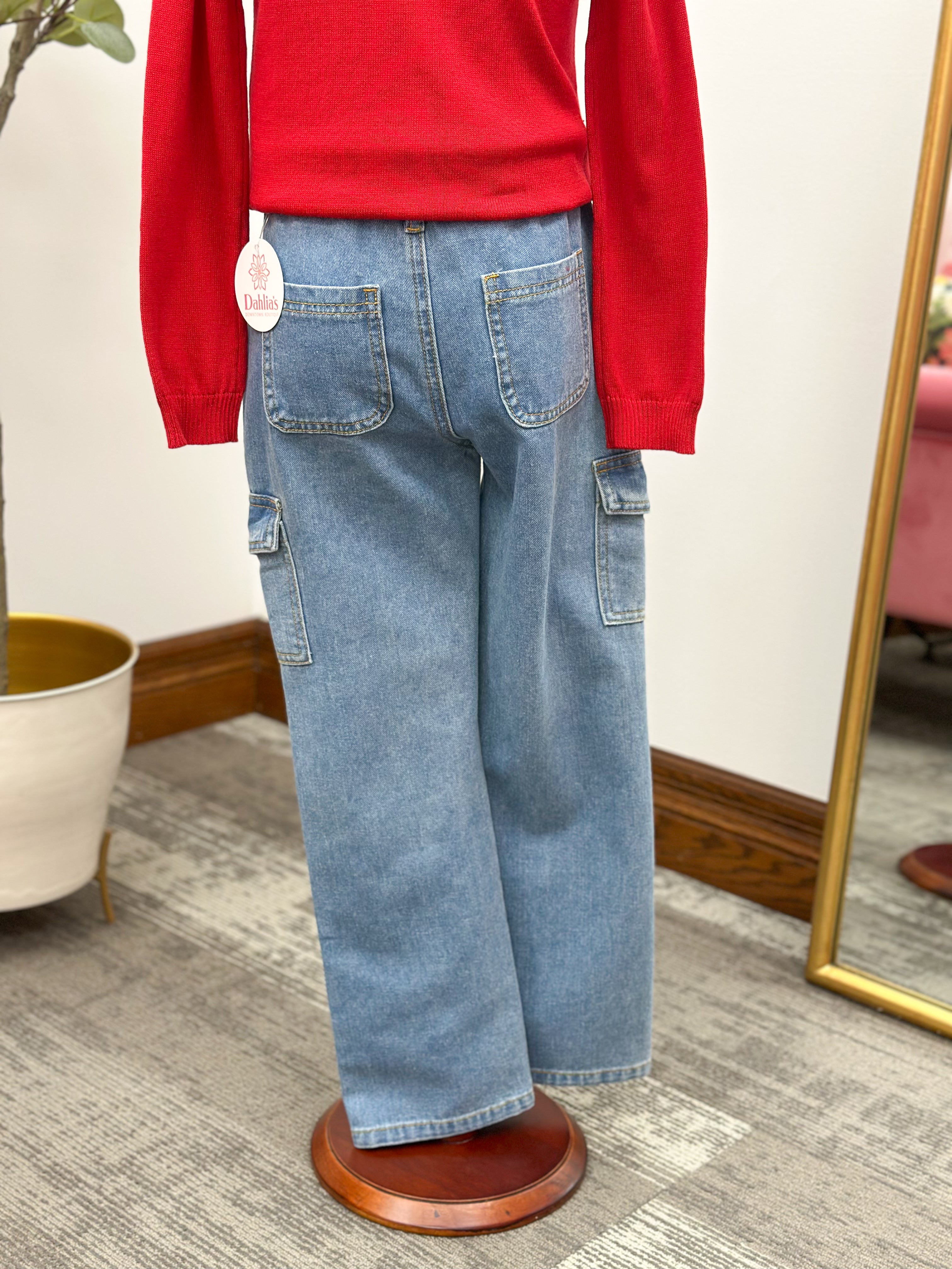 Girls Wide Leg Cargo Jeans