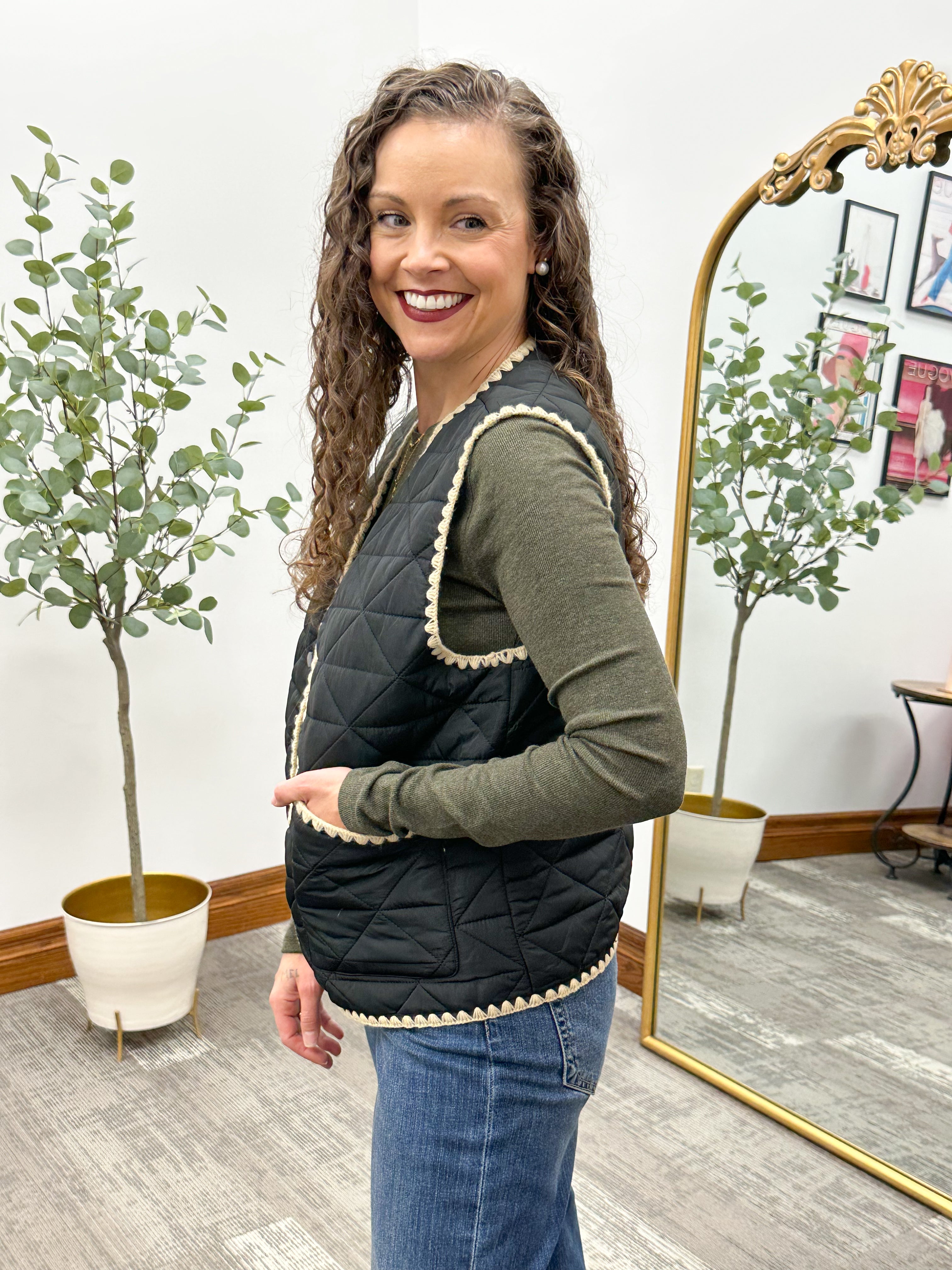 Alahna Black Quilted Vest