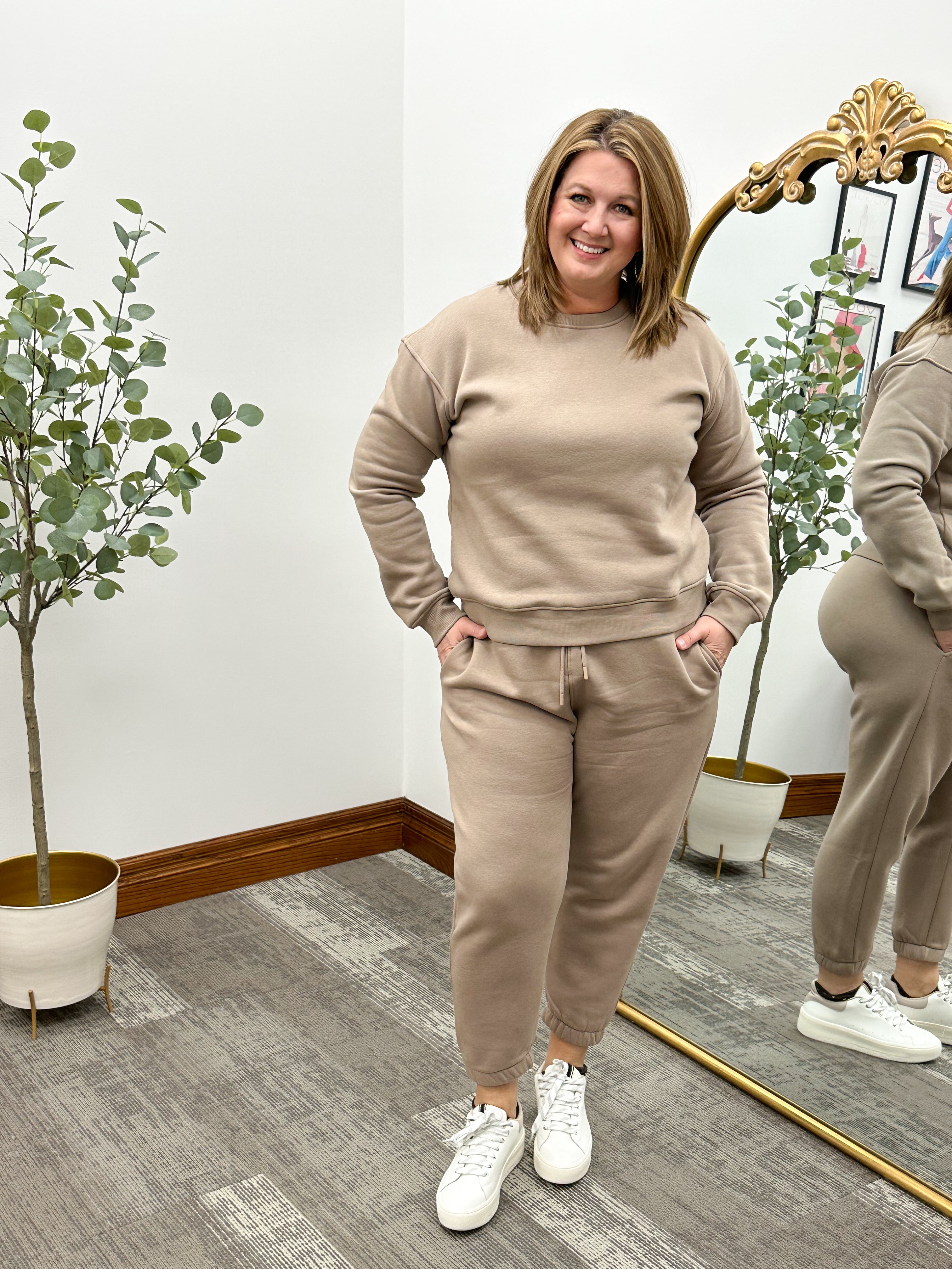 Taupe Classic Fit Fleece Sweatshirt