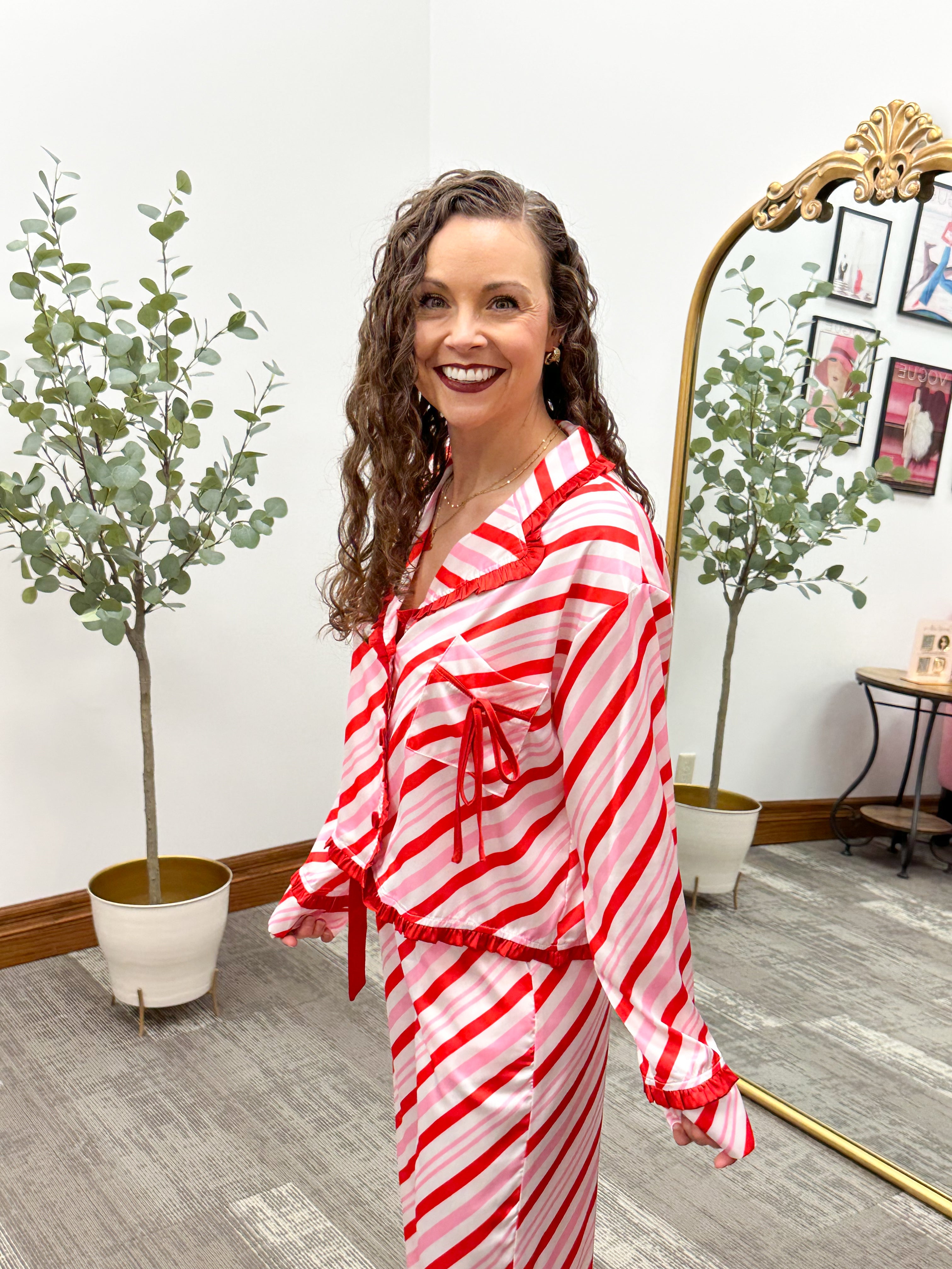 Christmas Candy Cane Striped Pajama Set