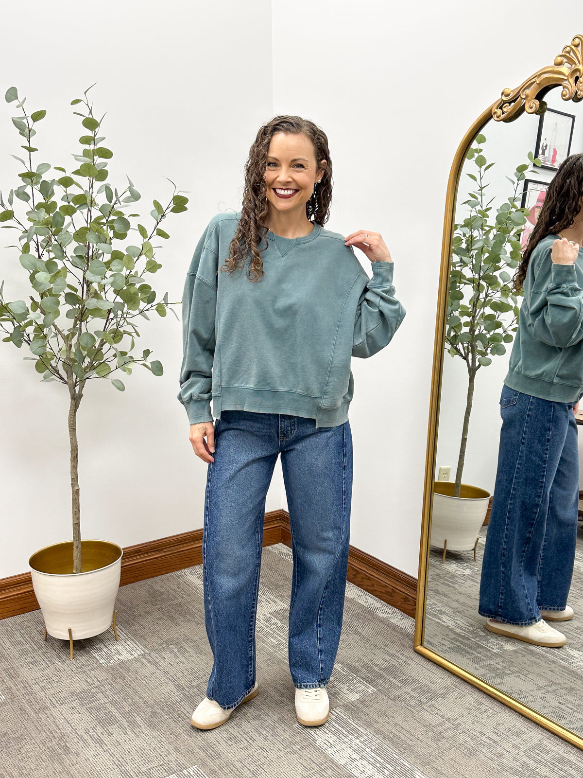Washed Terry Seam Detail Sweatshirt