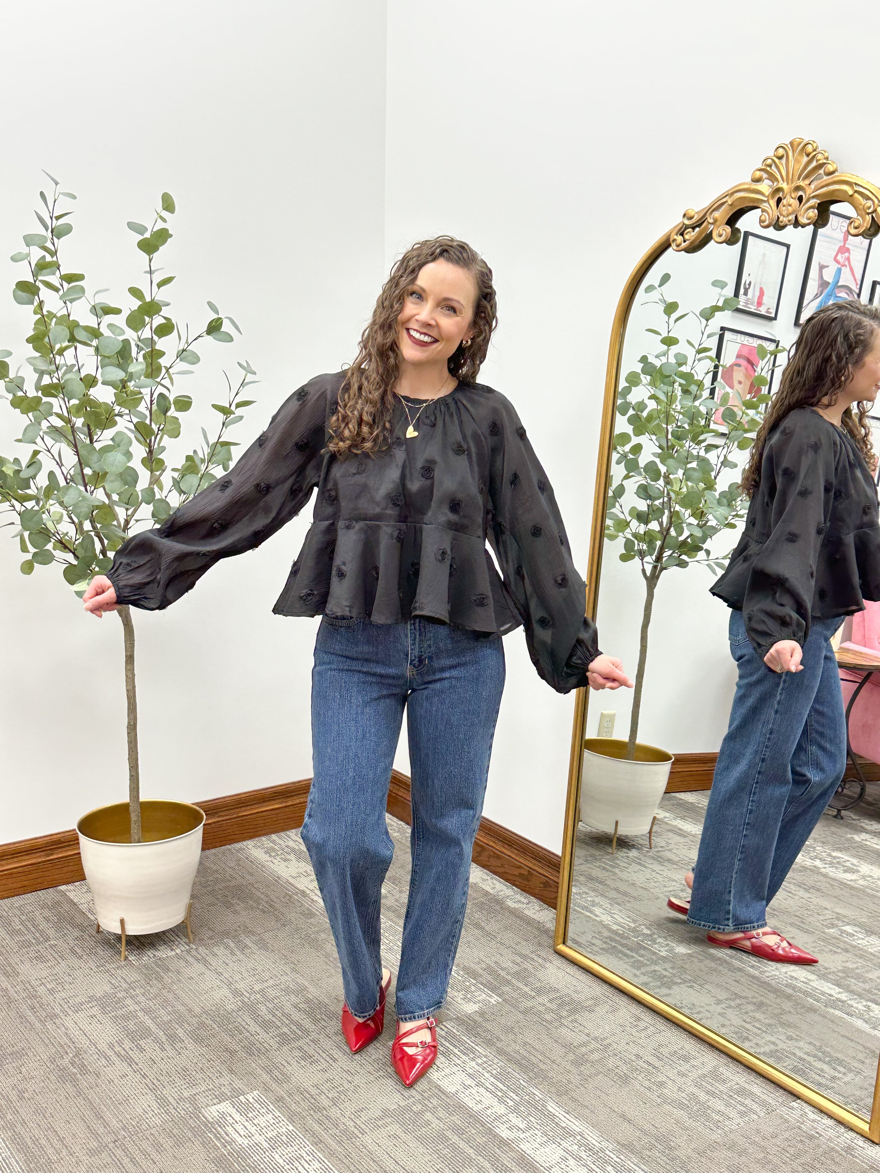 Black Roses Babydoll Blouse