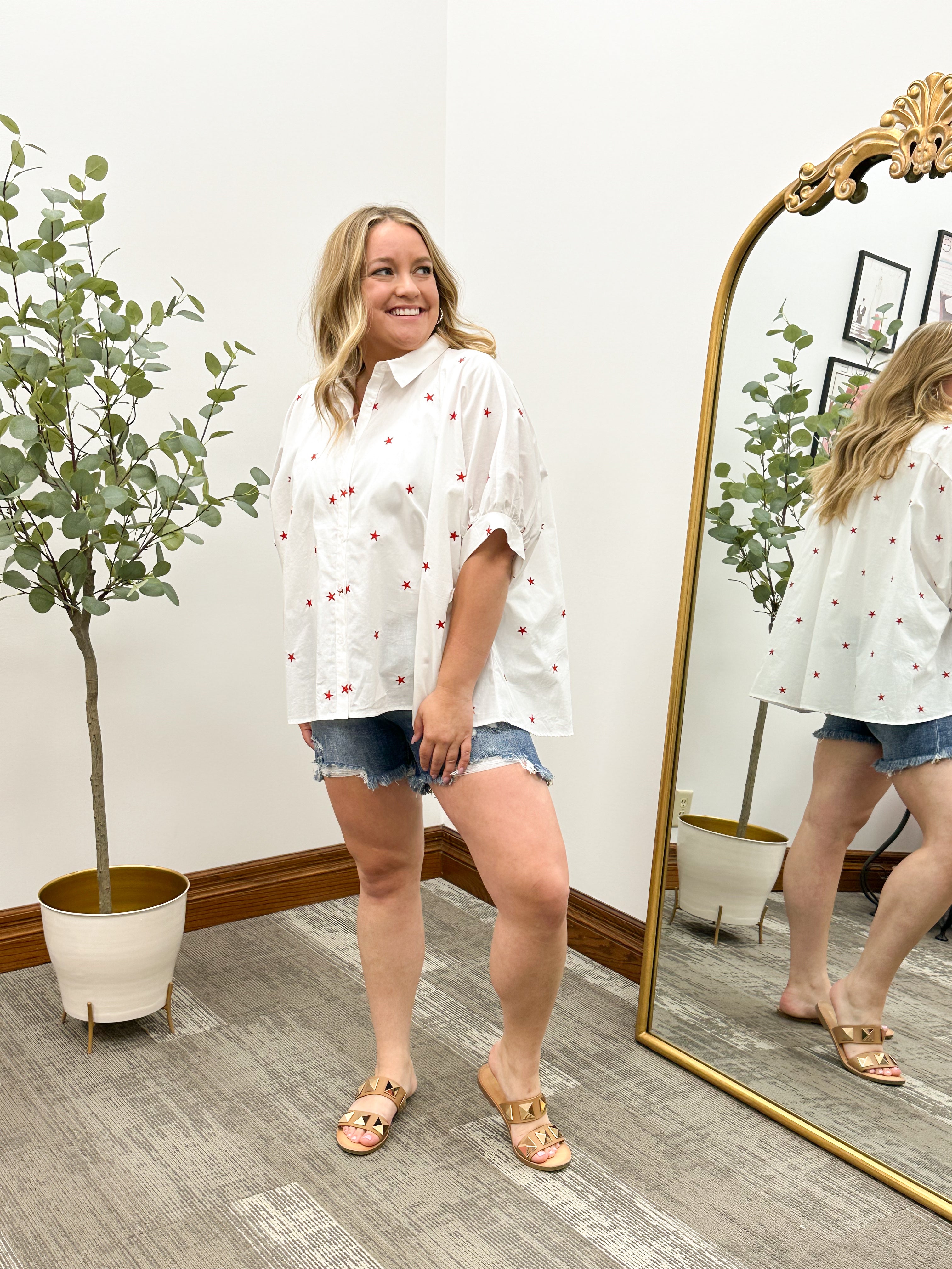 Kate Embroidered Star Oversized Top