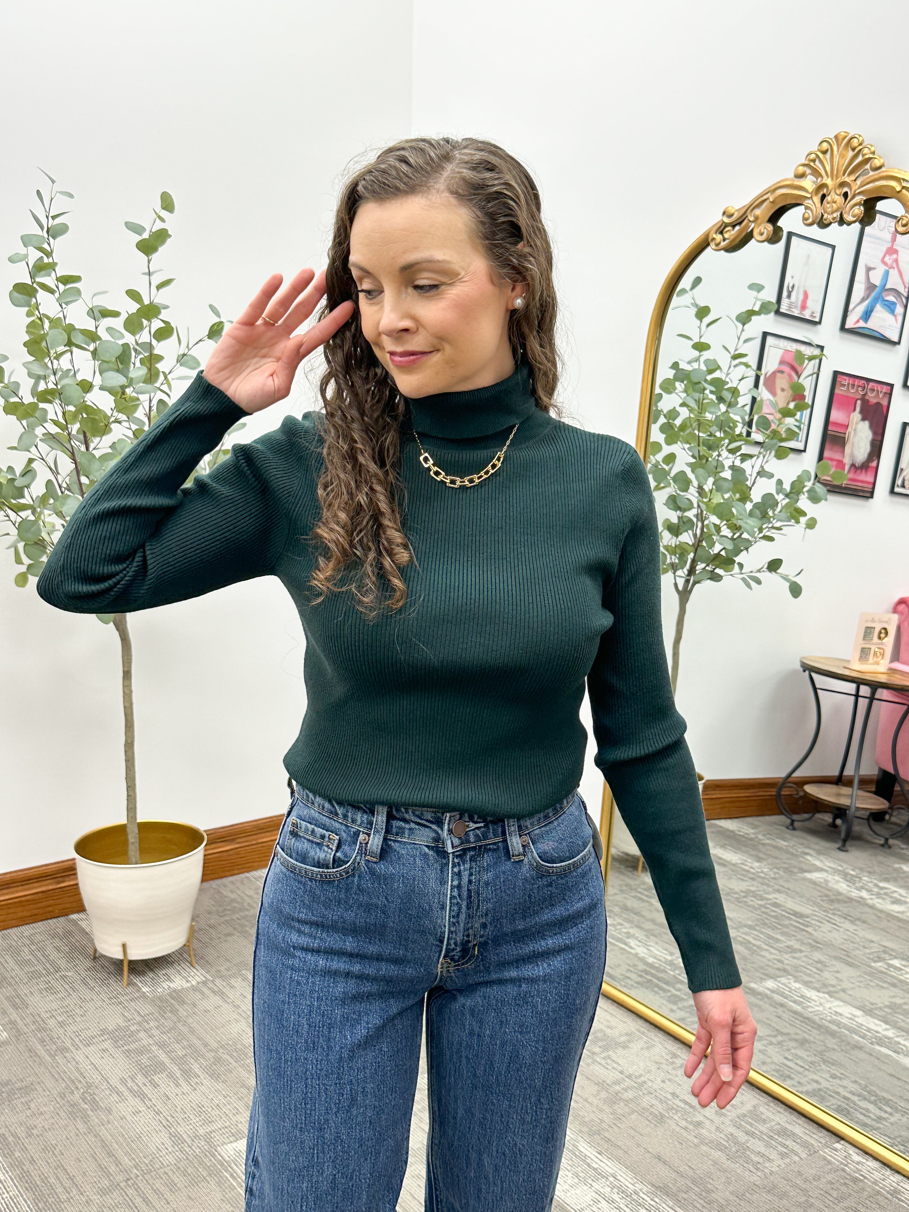 Ribbed Fitted Turtleneck Sweater