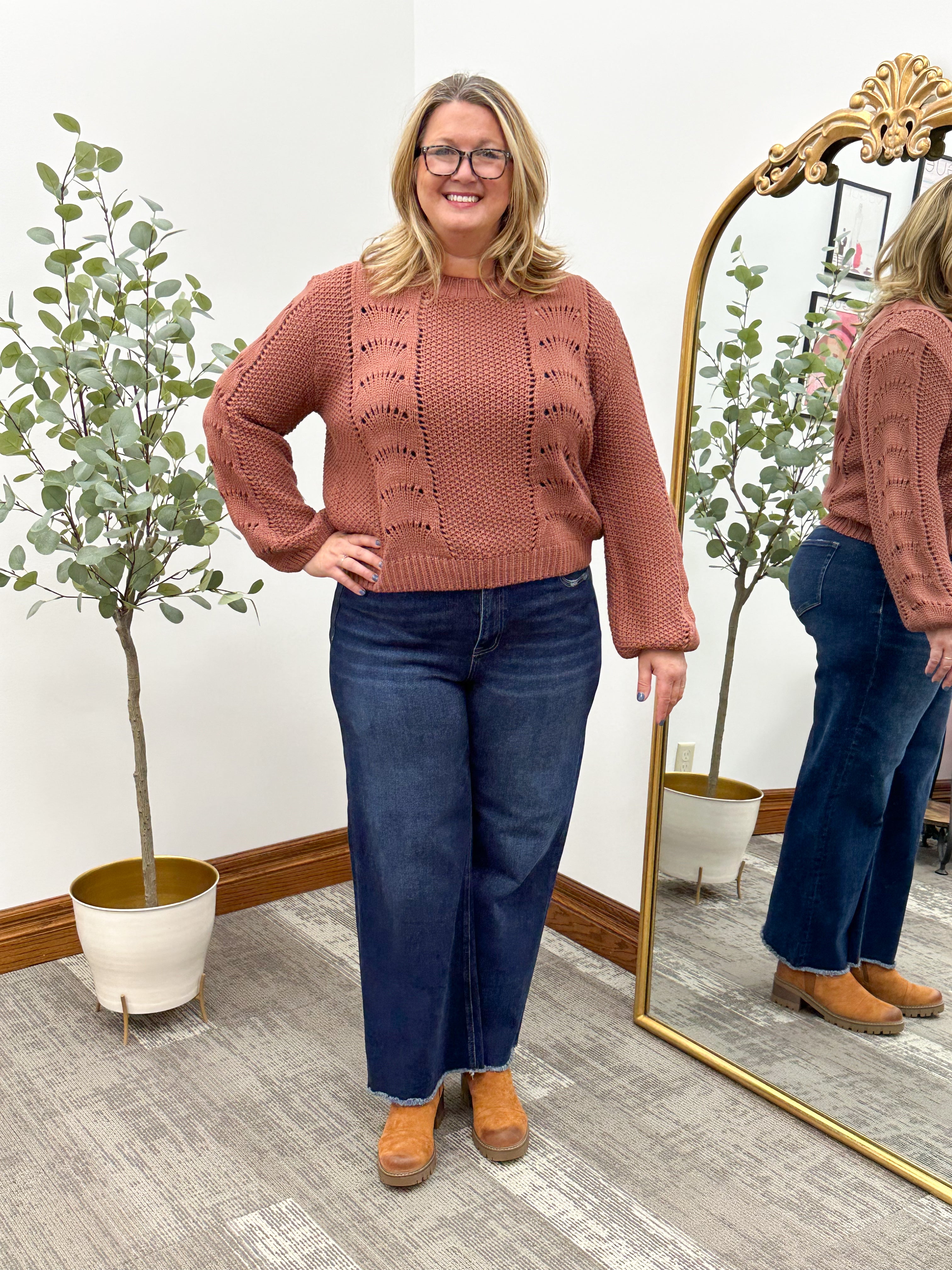 Dark Mauve Crochet Sweater