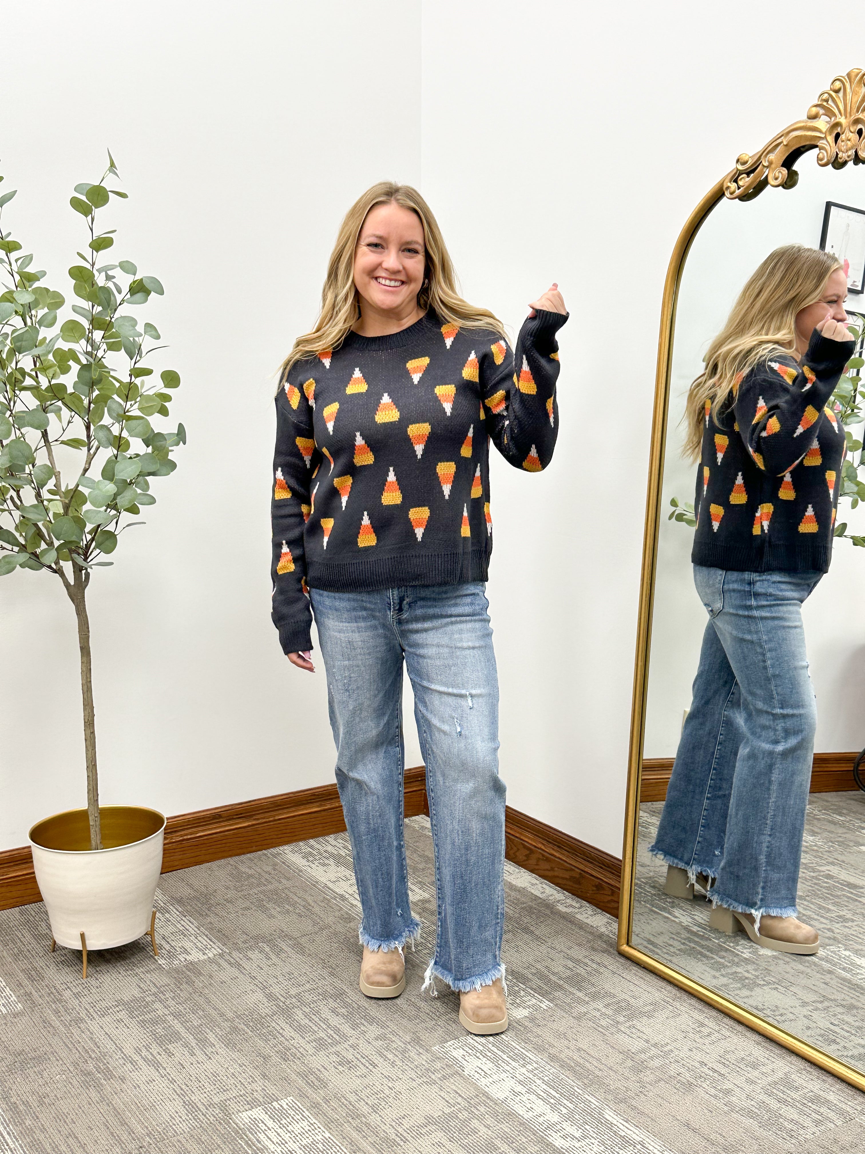 Candy Corn Printed Sweater