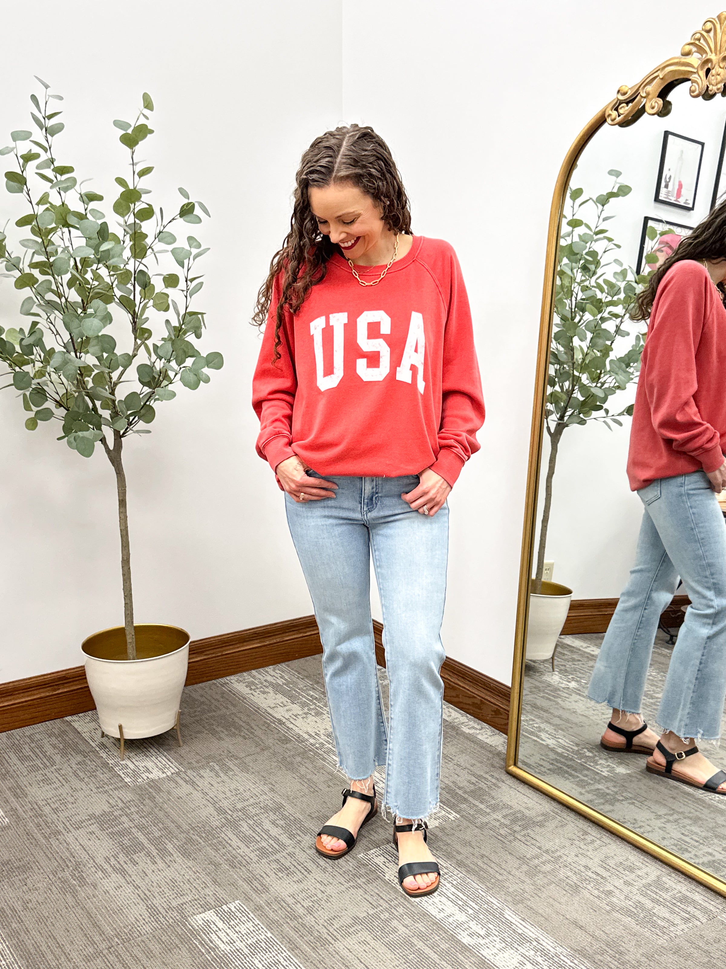 Oversized Red USA Sweatshirt