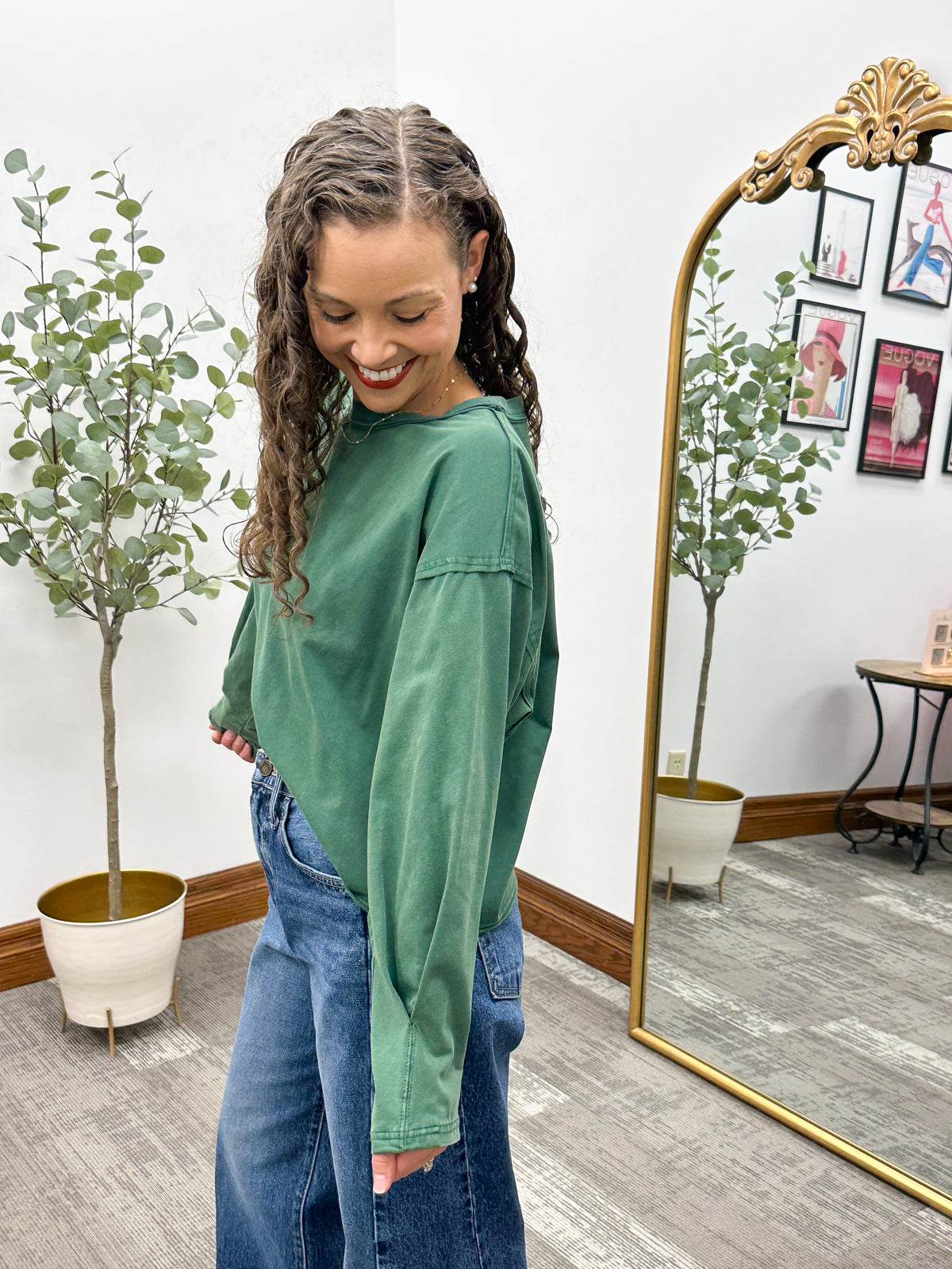 Cropped Oversized Long Sleeve Shirt